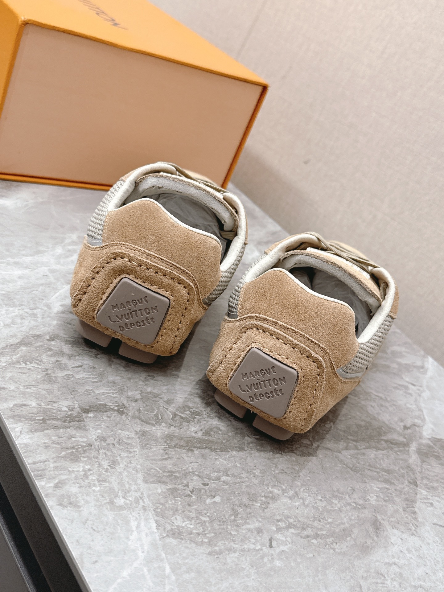 Louis Vuitton Beige Mesh & Suede Luxury Sneakers for Men