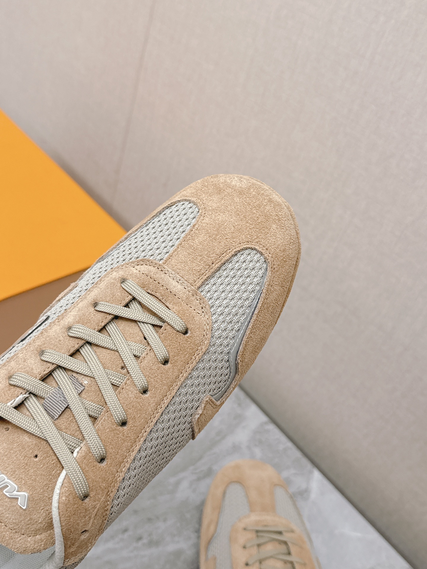 Louis Vuitton Beige Mesh & Suede Luxury Sneakers for Men