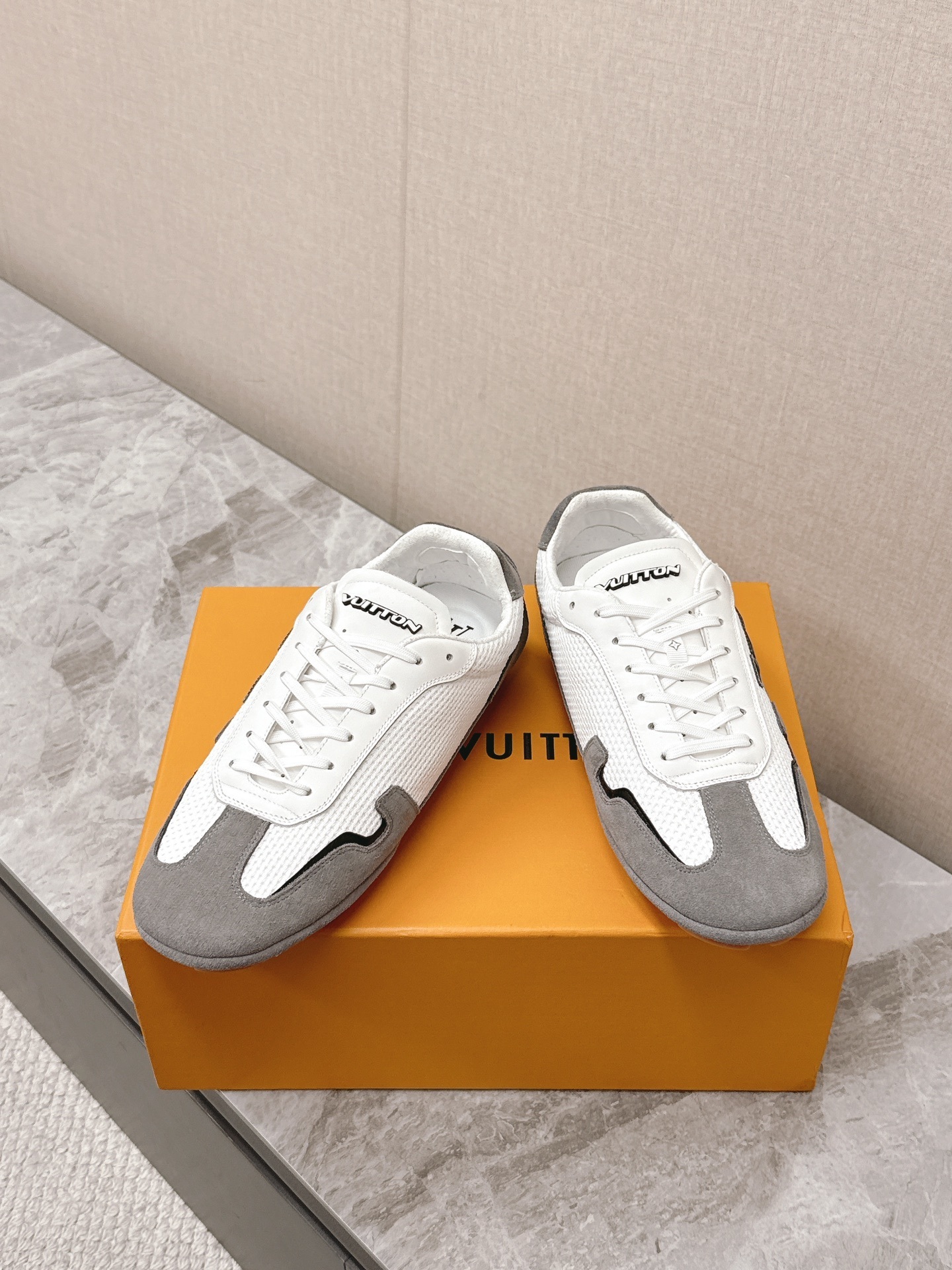 Louis Vuitton LV Rush White & Grey Mesh Suede Luxury Sneakers