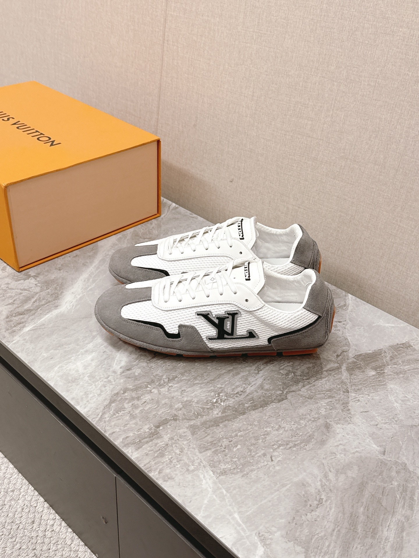 Louis Vuitton LV Rush White & Grey Mesh Suede Luxury Sneakers