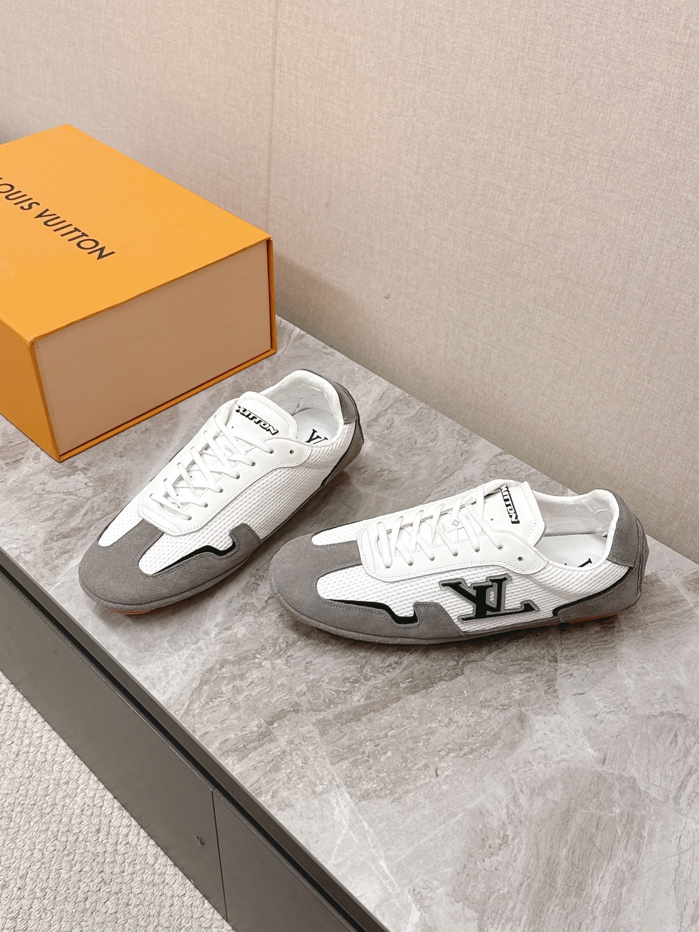 Louis Vuitton LV Rush White & Grey Mesh Suede Luxury Sneakers