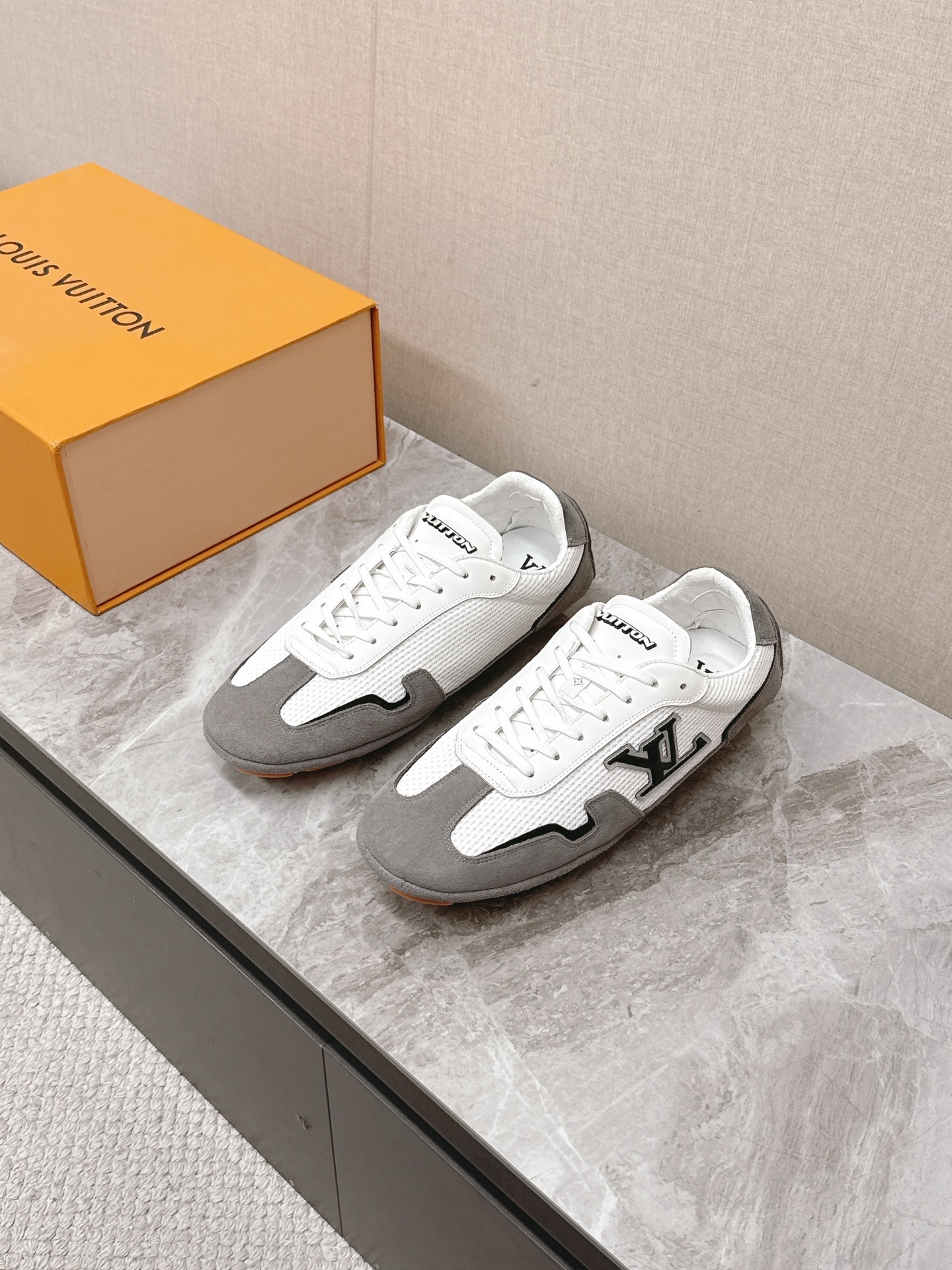 Louis Vuitton LV Rush White & Grey Mesh Suede Luxury Sneakers