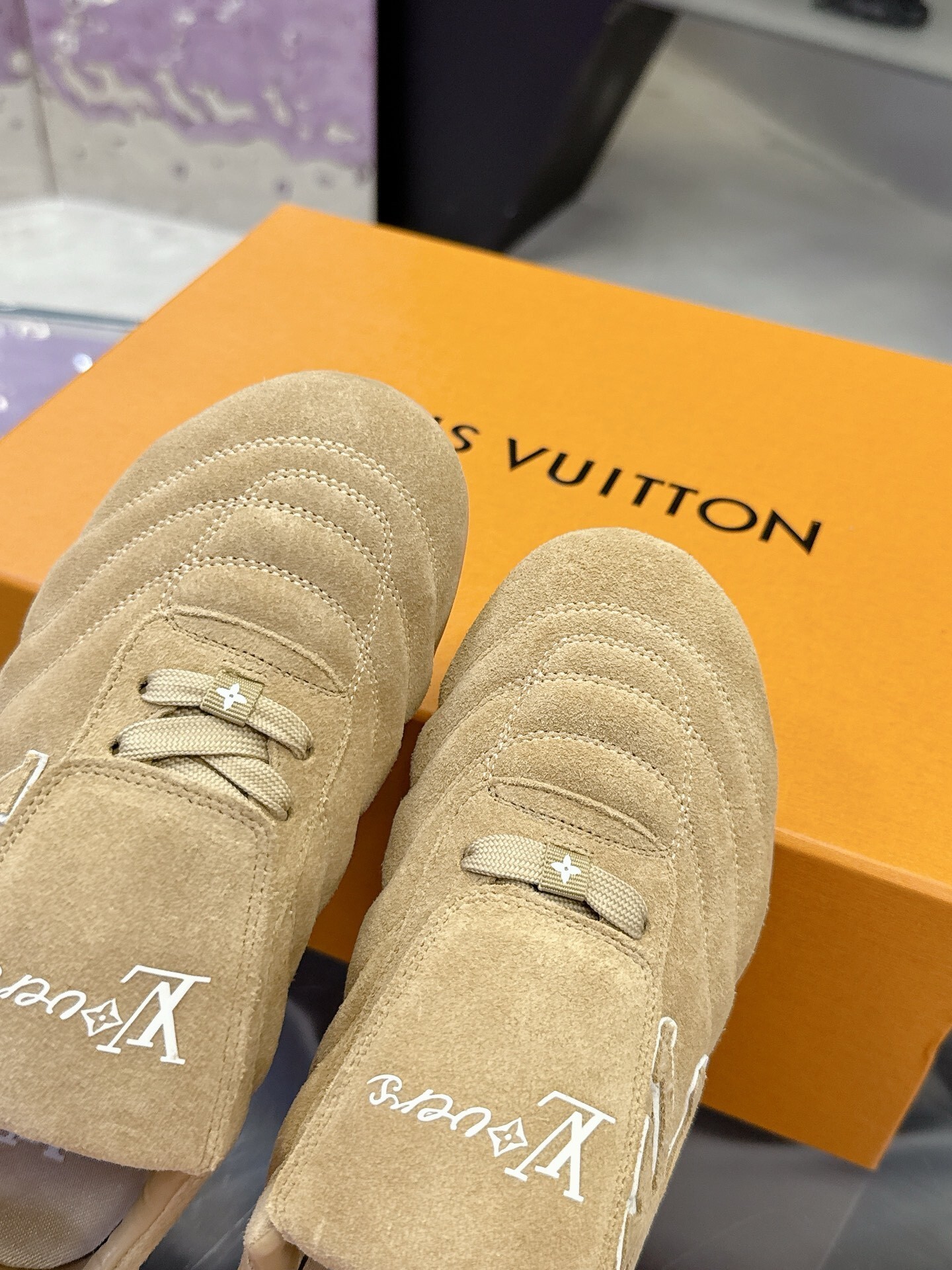 Louis Vuitton Beige Suede LV Football Sneakers Luxury Men's Trainers