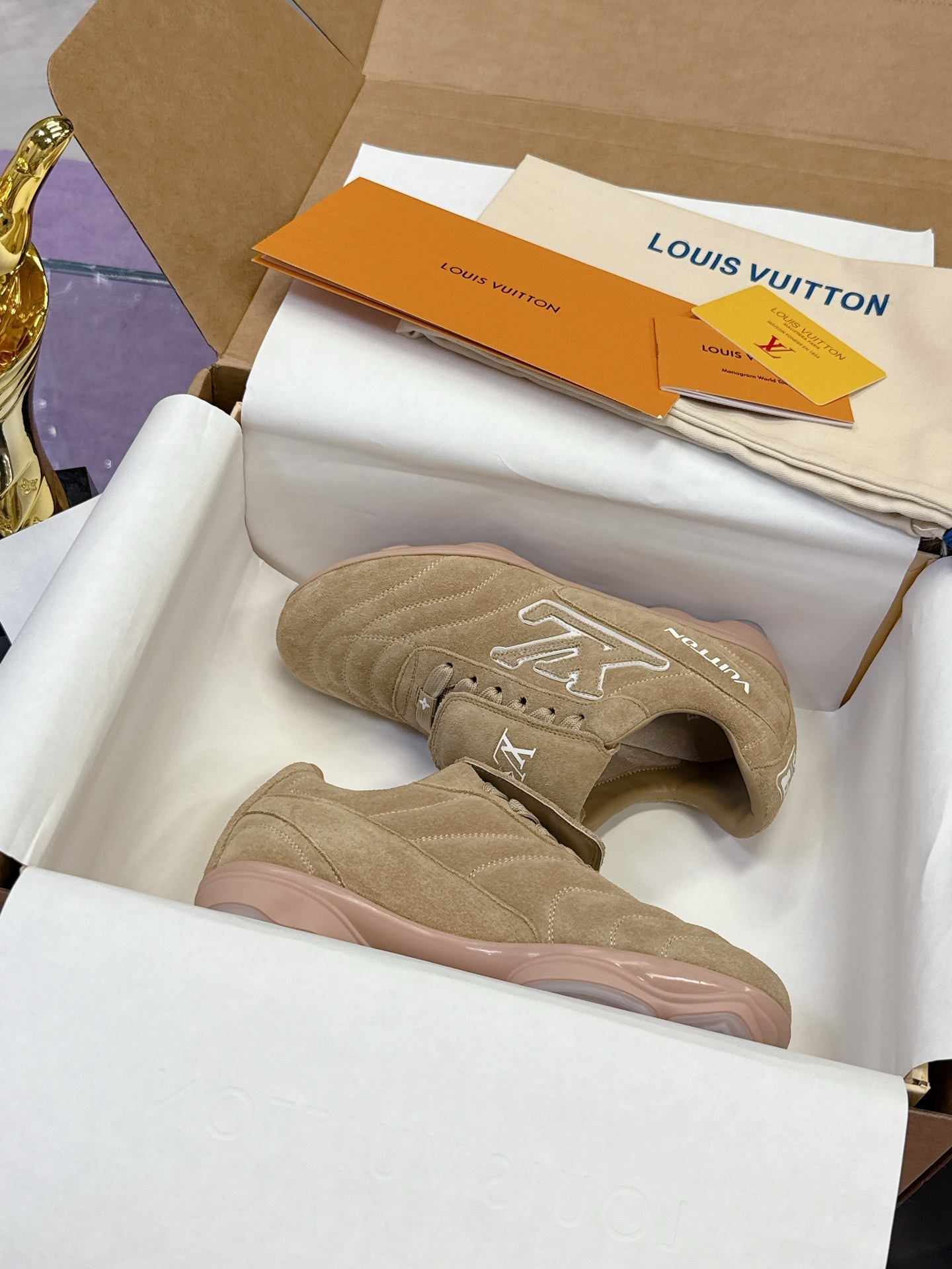 Louis Vuitton Beige Suede LV Football Sneakers Luxury Men’s Trainers