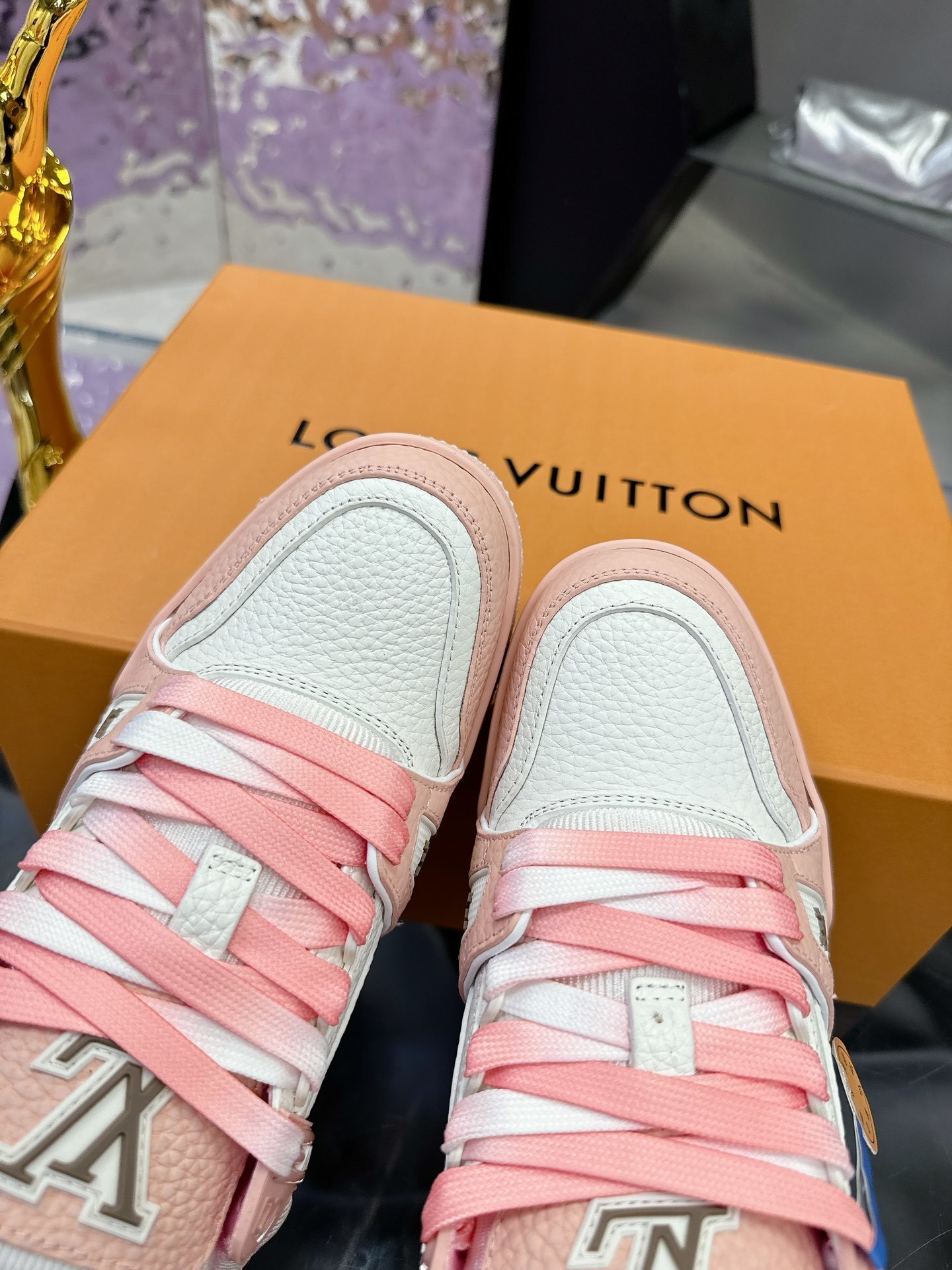 Louis Vuitton LV Trainer Sneakers in Pink and White - Luxury Footwear