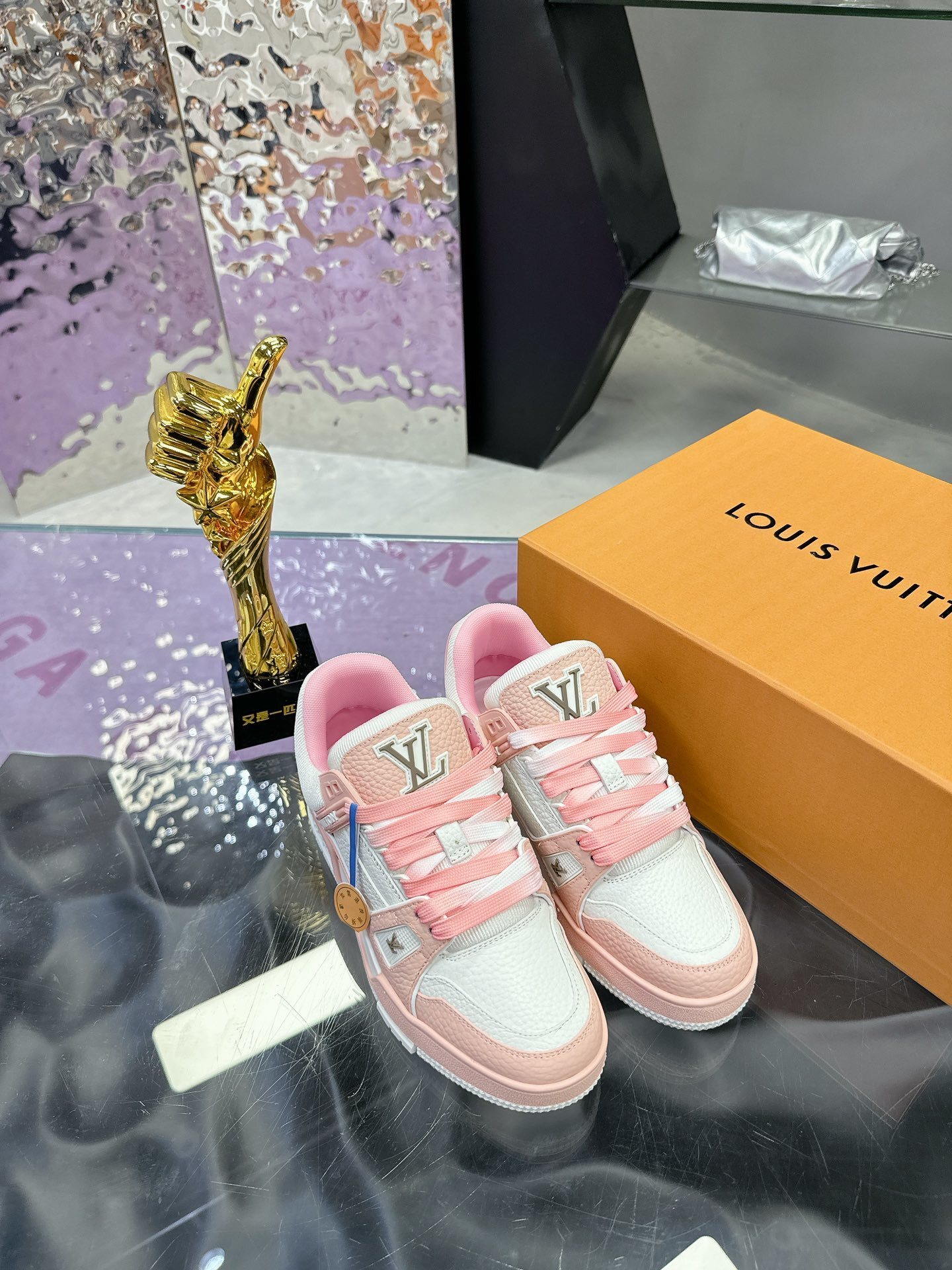 Louis Vuitton LV Trainer Sneakers in Pink and White - Luxury Footwear