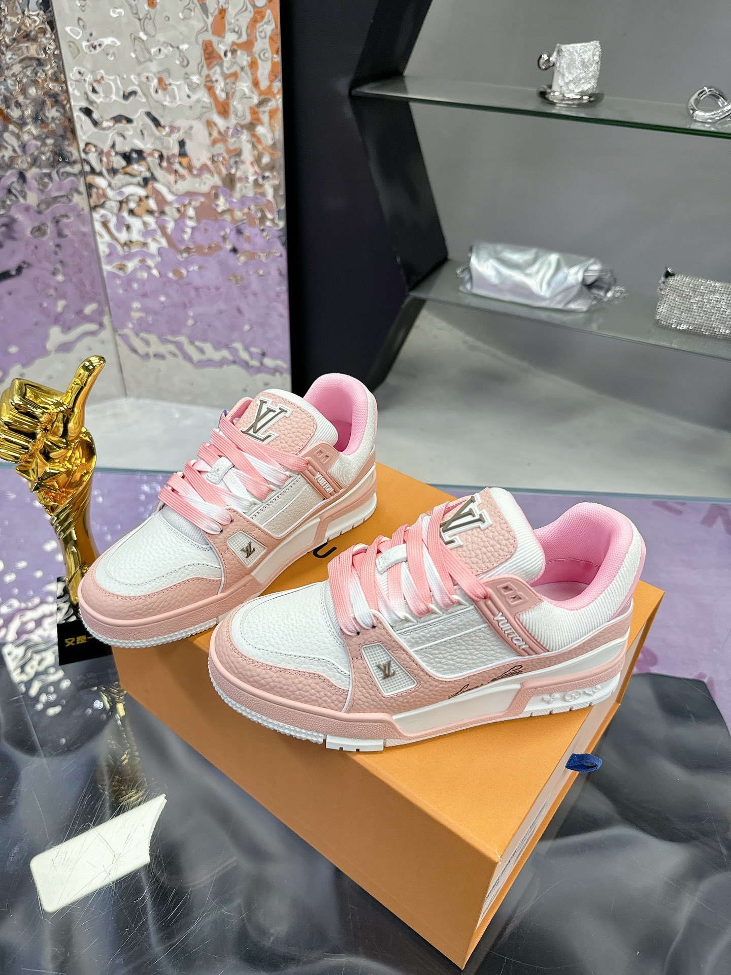 Louis Vuitton LV Trainer Sneakers in Pink and White - Luxury Footwear