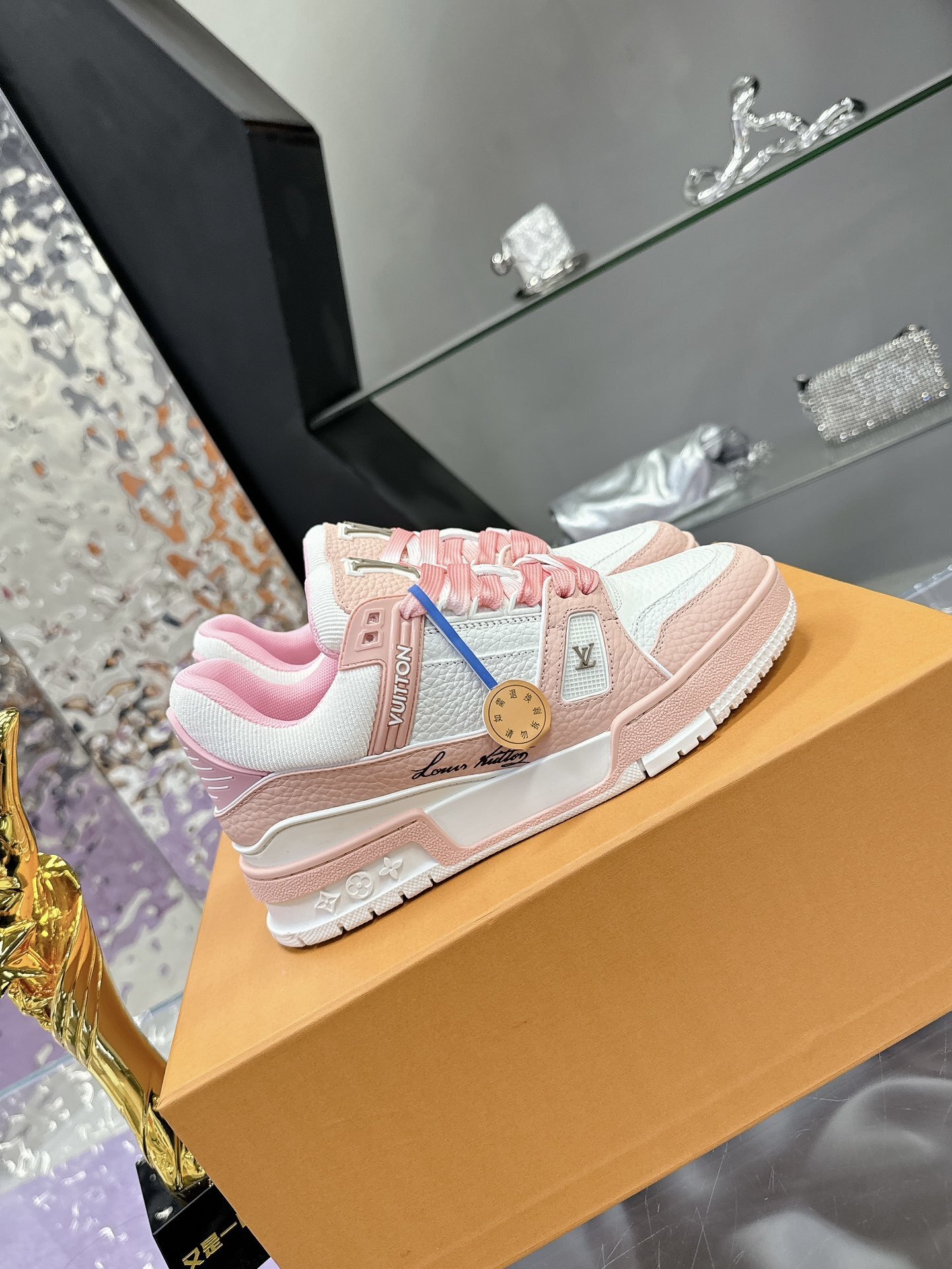 Louis Vuitton LV Trainer Sneakers in Pink and White - Luxury Footwear