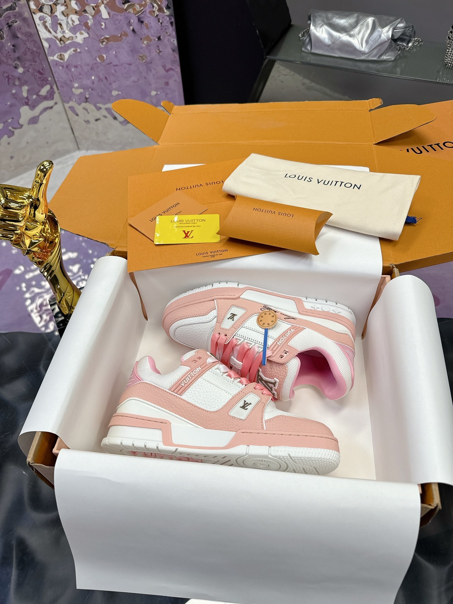 Louis Vuitton LV Trainer Sneakers in Pink and White – Luxury Footwear
