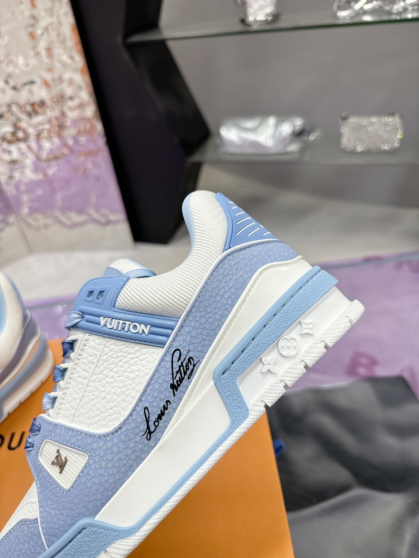 Louis Vuitton LV Trainer Sneakers - Blue and White Luxury Shoes