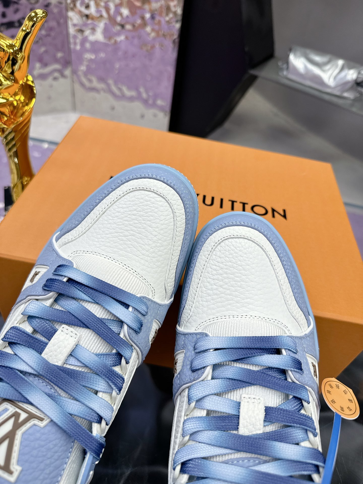 Louis Vuitton LV Trainer Sneakers - Blue and White Luxury Shoes