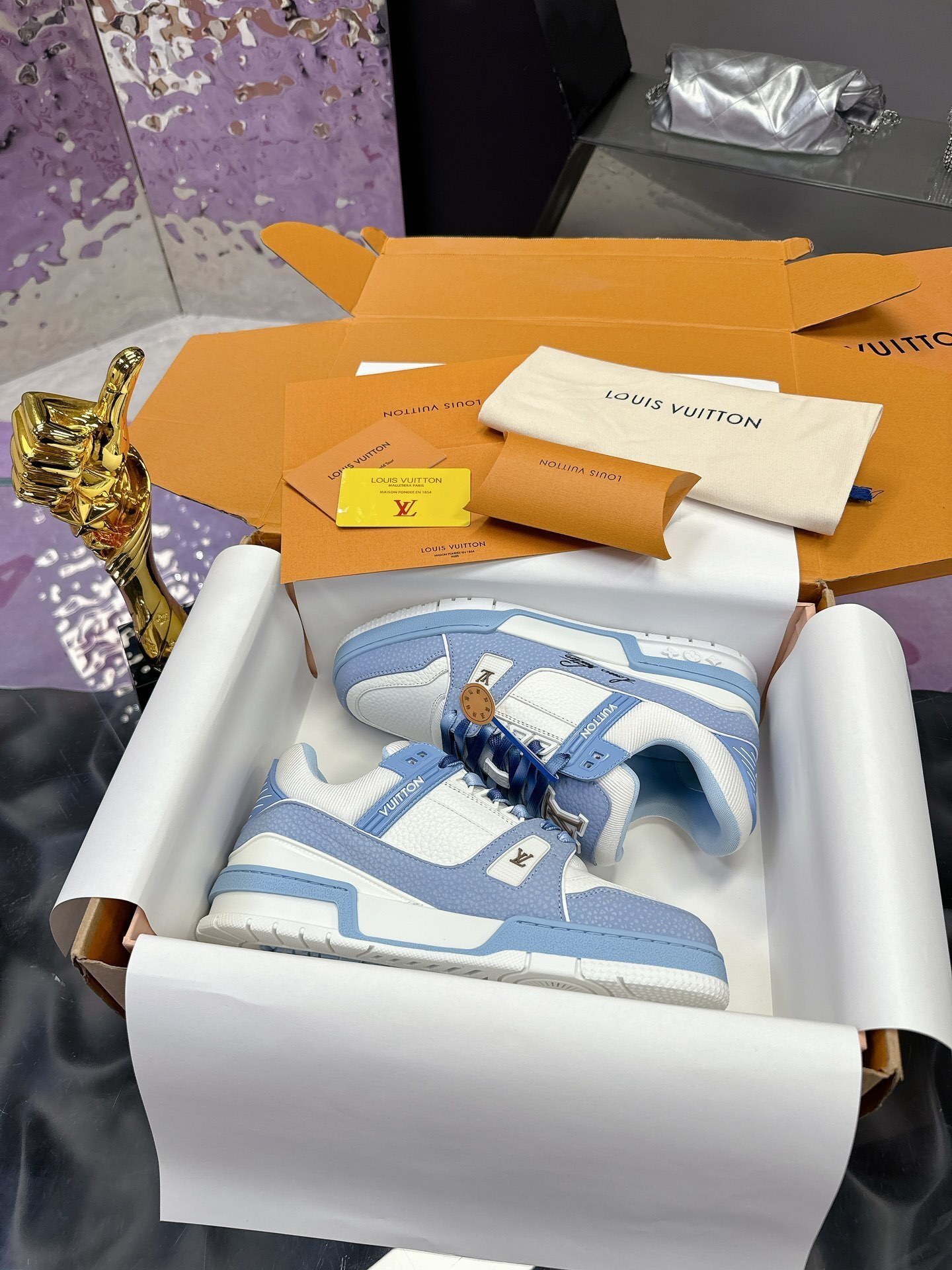 Louis Vuitton LV Trainer Sneakers – Blue and White Luxury Shoes