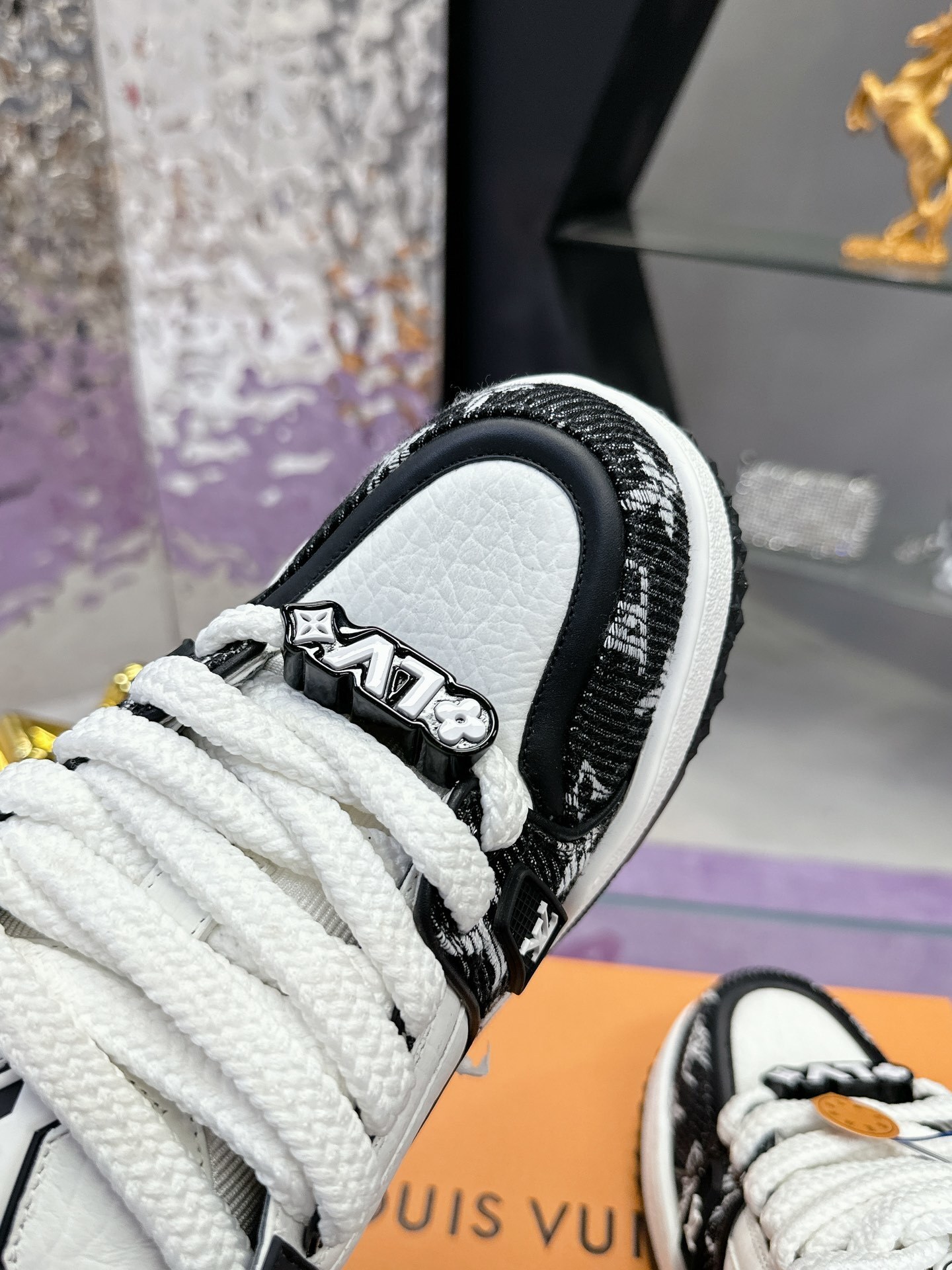 LV Trainer Sneakers Black White Monogram Luxury Designer Shoes
