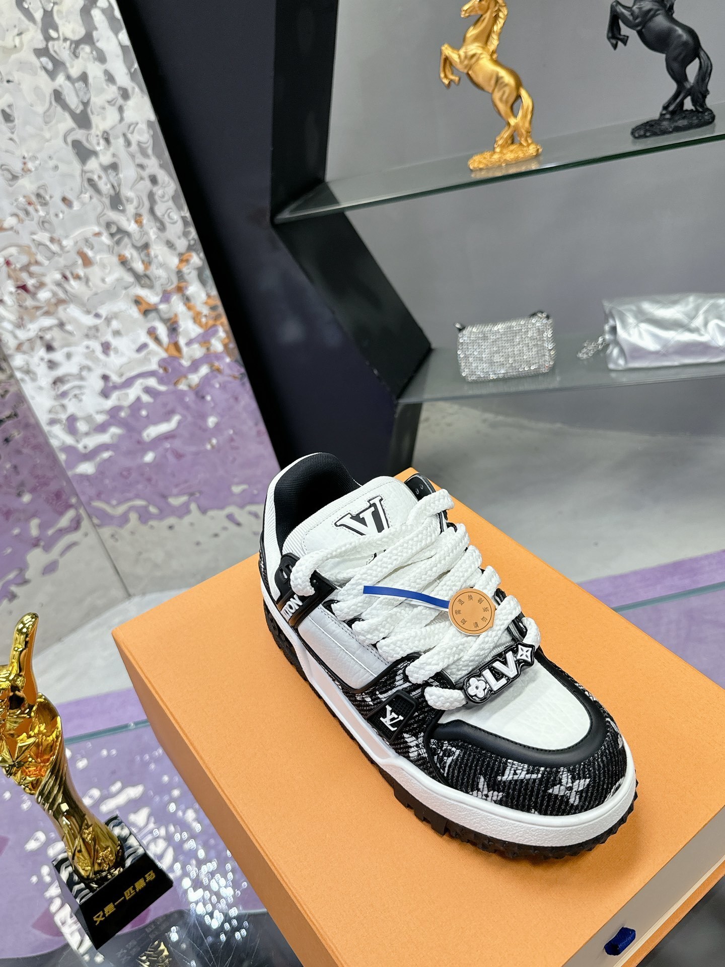 LV Trainer Sneakers Black White Monogram Luxury Designer Shoes