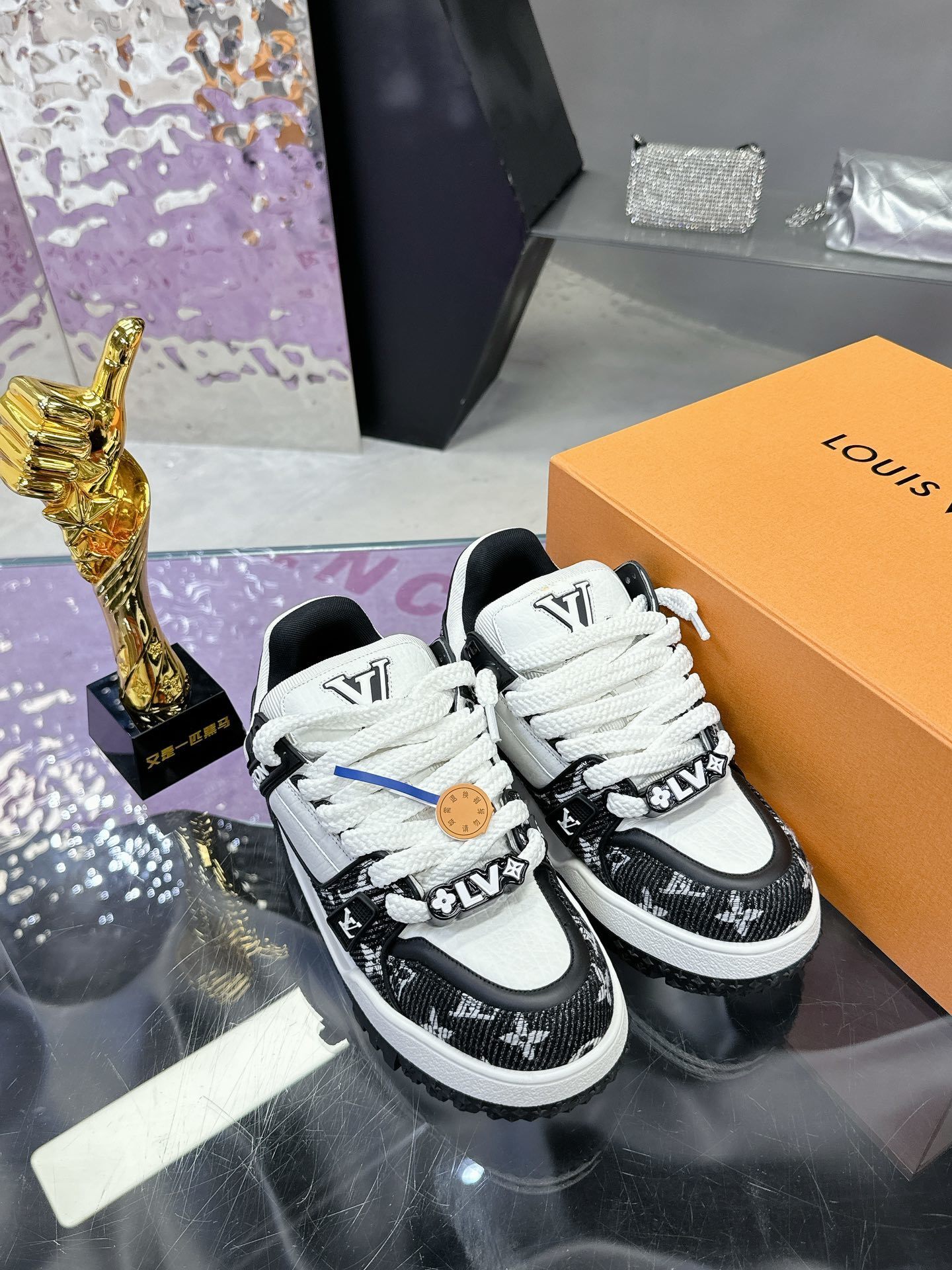 LV Trainer Sneakers Black White Monogram Luxury Designer Shoes