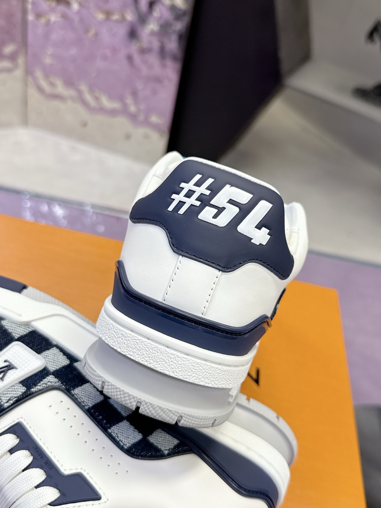 Louis Vuitton LV Trainer Sneakers - White & Navy Damier Pattern