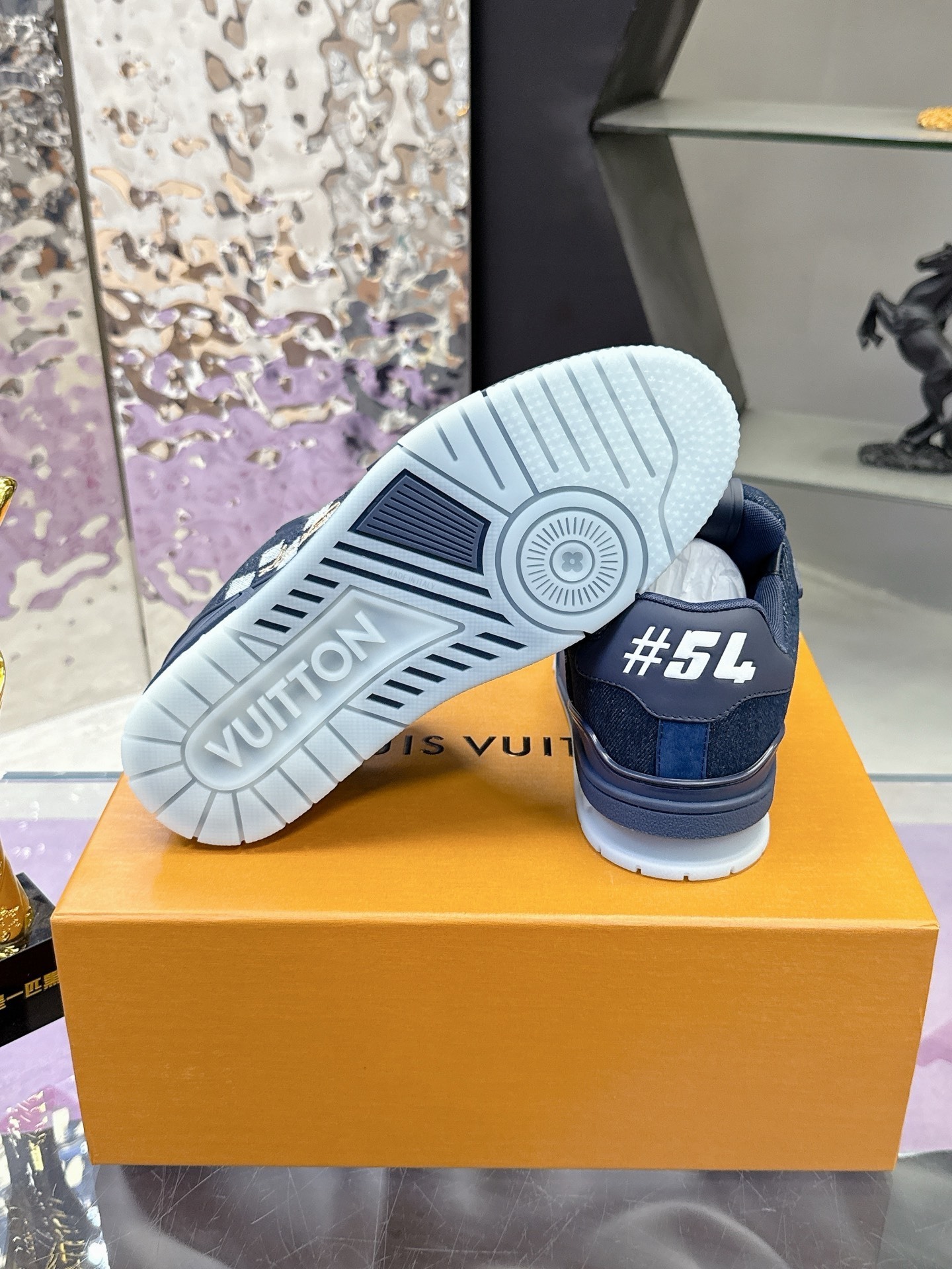 Louis Vuitton LV Trainer Sneaker Damier Denim Navy Blue