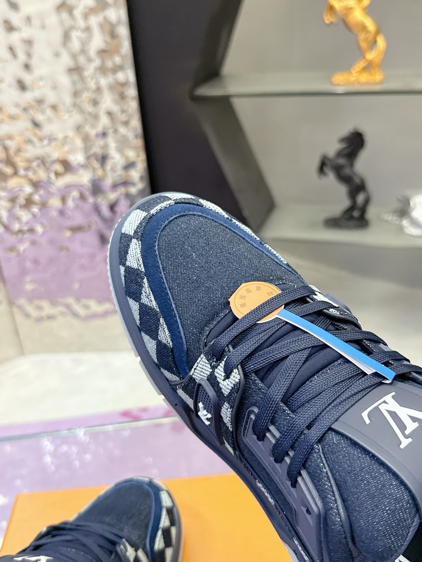 Louis Vuitton LV Trainer Sneaker Damier Denim Navy Blue