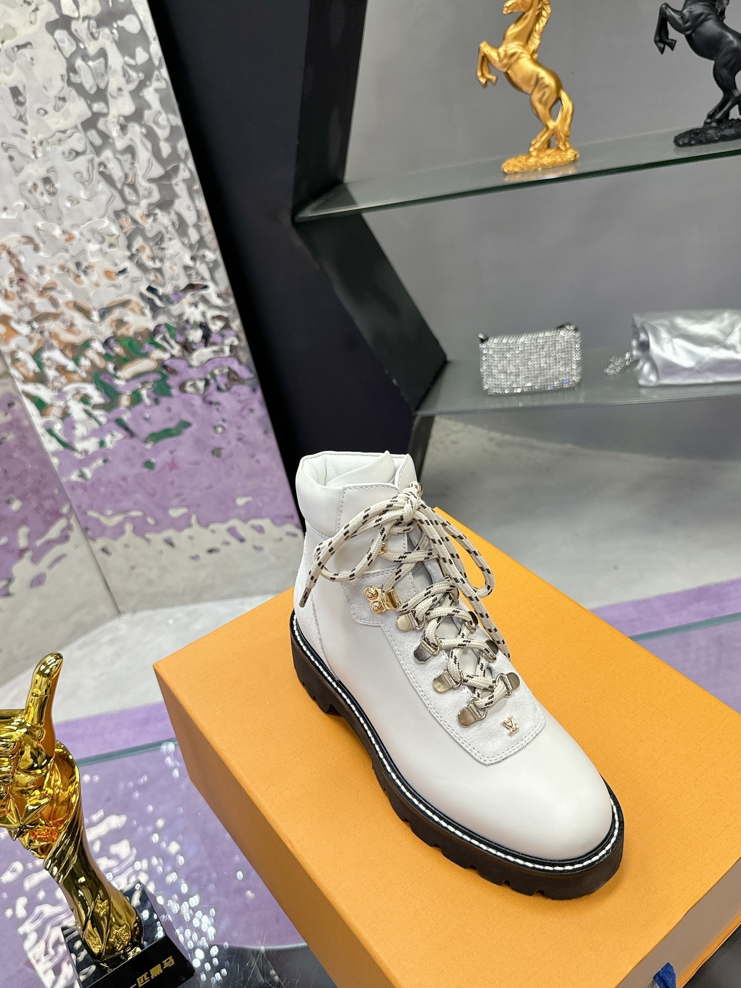 Louis Vuitton Aspen Ankle Boot in White Leather - Designer Footwear