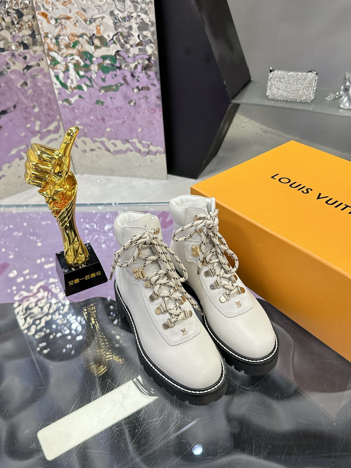 Louis Vuitton Aspen Ankle Boot in White Leather - Designer Footwear