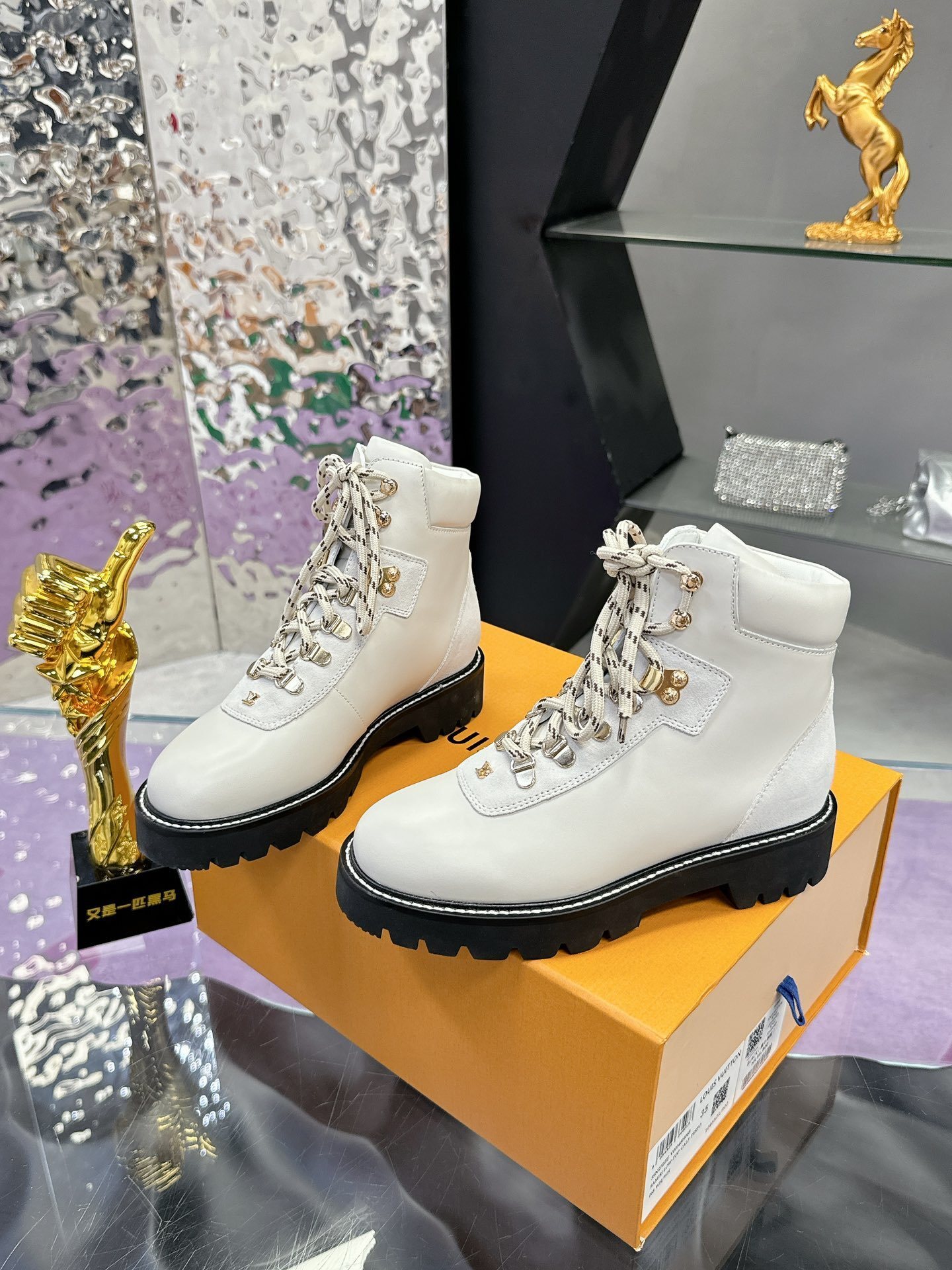 Louis Vuitton Aspen Ankle Boot in White Leather - Designer Footwear