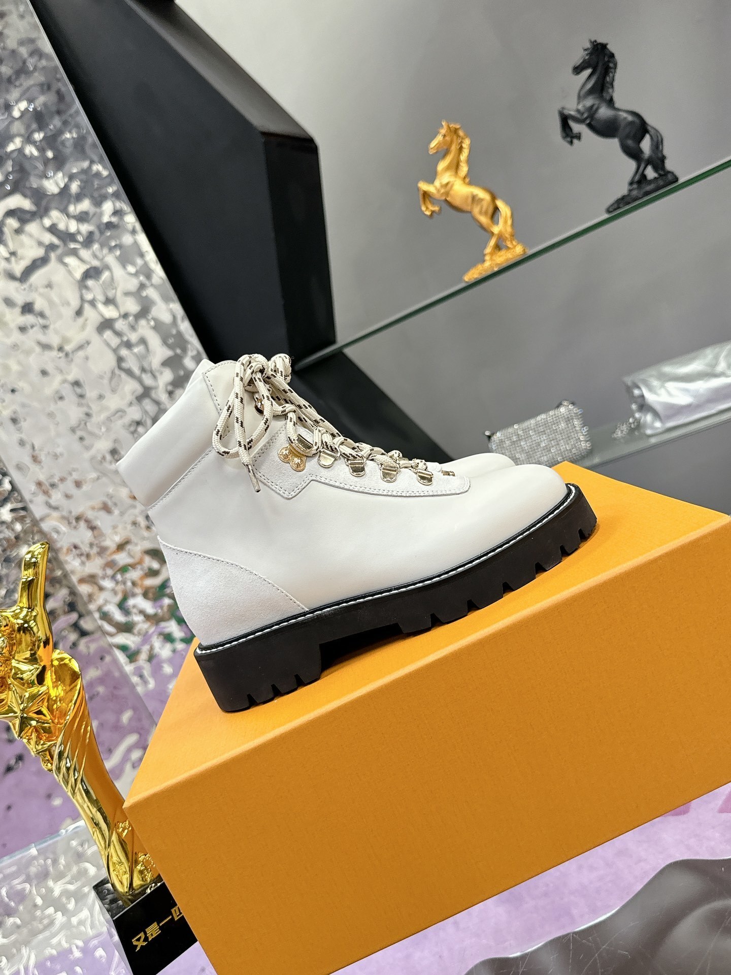 Louis Vuitton Aspen Ankle Boot in White Leather - Designer Footwear