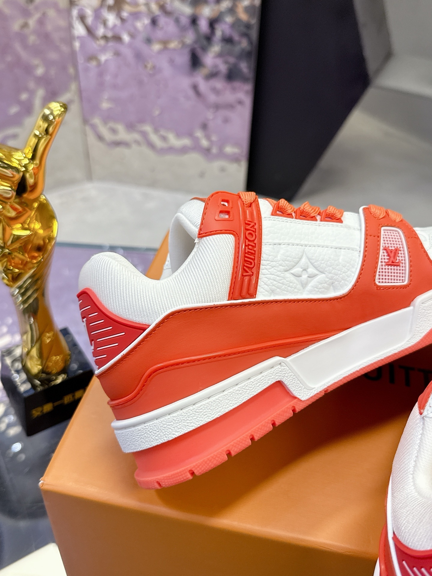Louis Vuitton LV Trainer Sneaker - Orange & White Monogram Edition