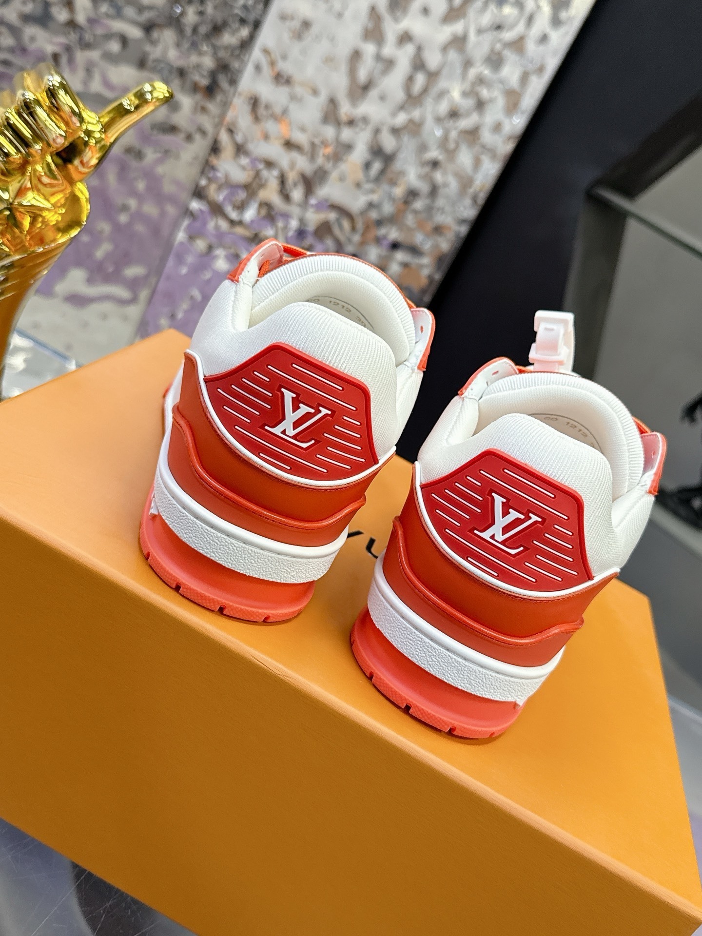 Louis Vuitton LV Trainer Sneaker - Orange & White Monogram Edition
