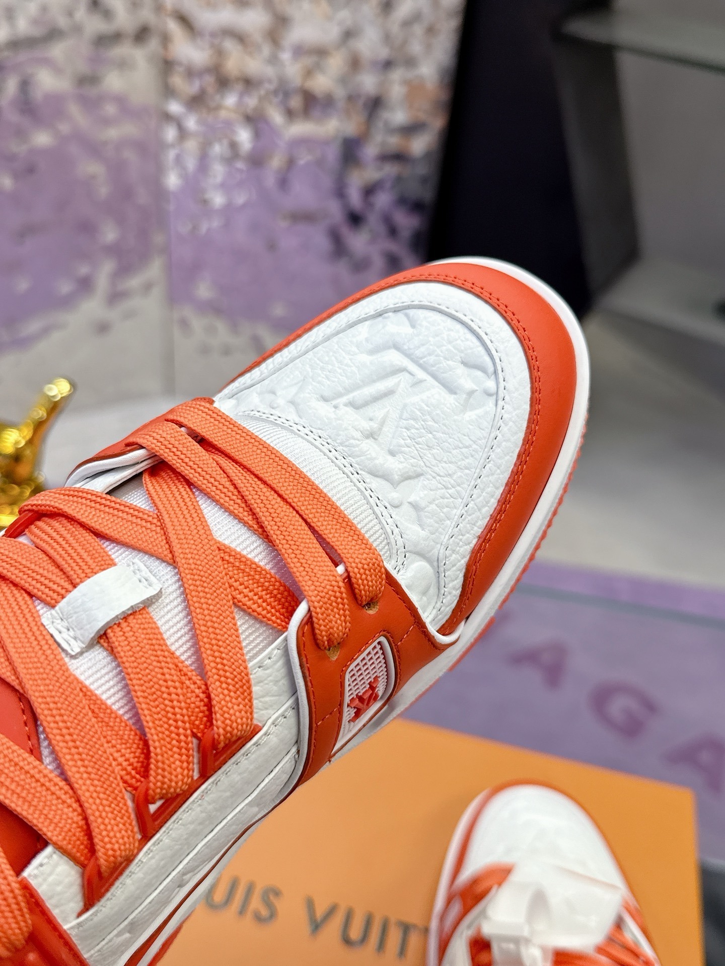 Louis Vuitton LV Trainer Sneaker - Orange & White Monogram Edition