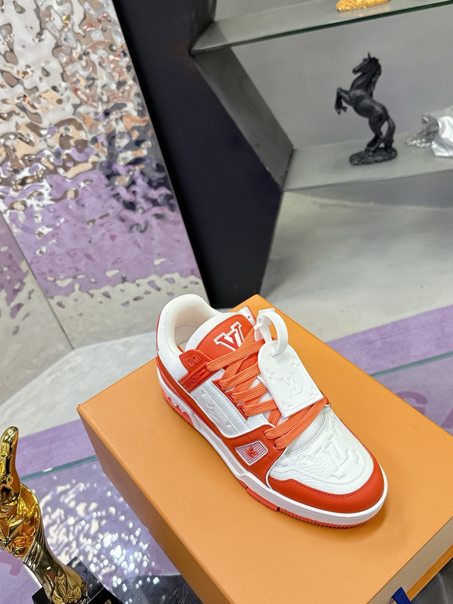 Louis Vuitton LV Trainer Sneaker - Orange & White Monogram Edition