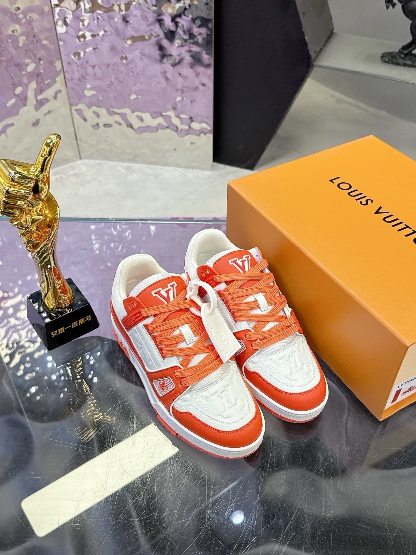 Louis Vuitton LV Trainer Sneaker - Orange & White Monogram Edition