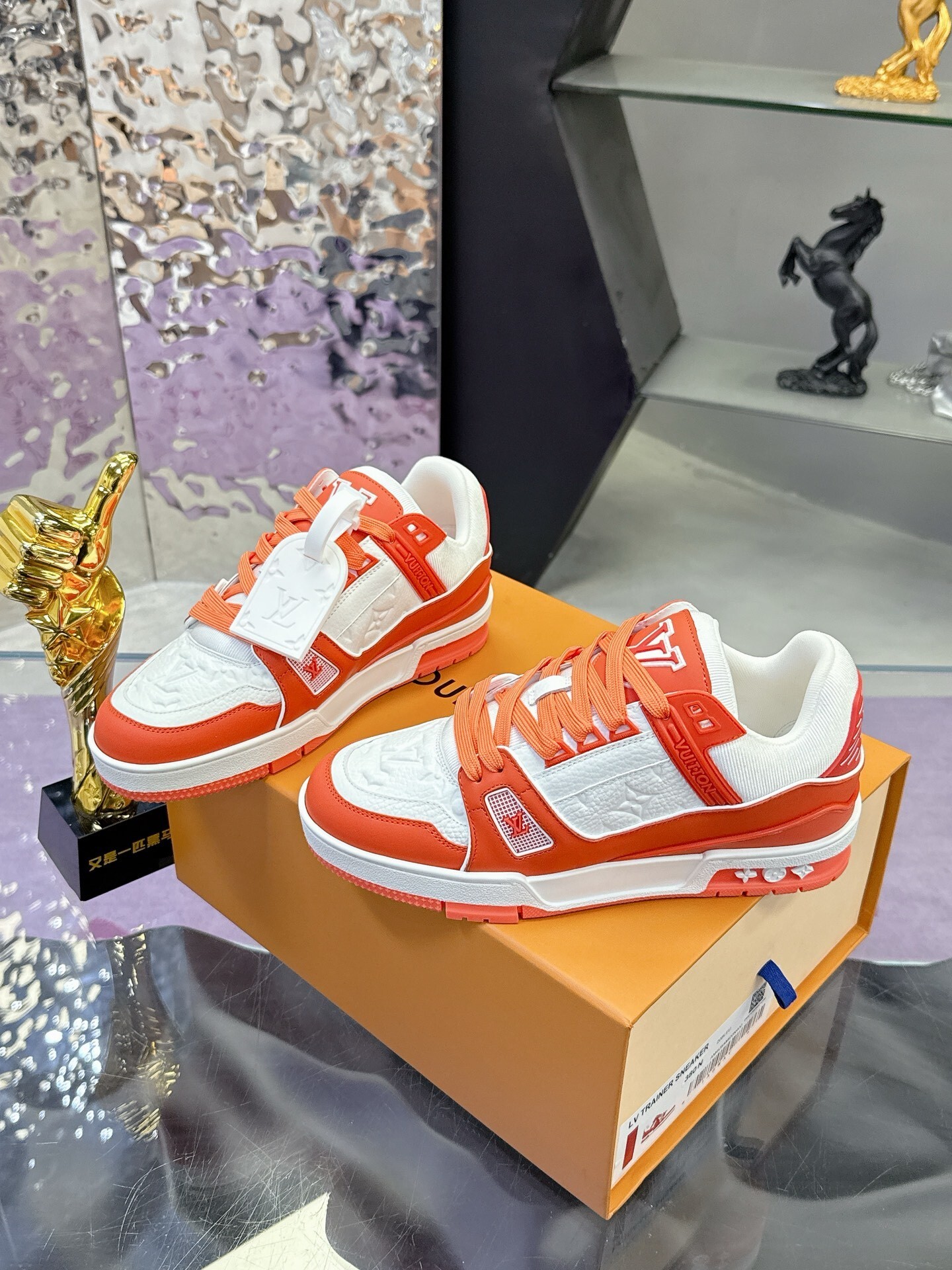 Louis Vuitton LV Trainer Sneaker - Orange & White Monogram Edition