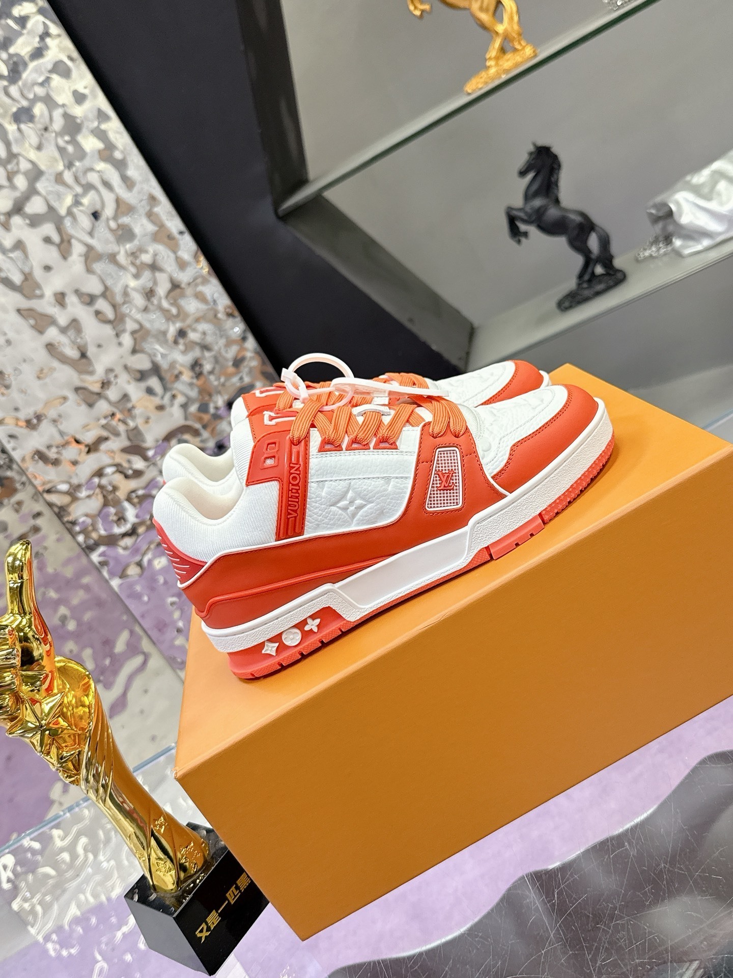 Louis Vuitton LV Trainer Sneaker - Orange & White Monogram Edition