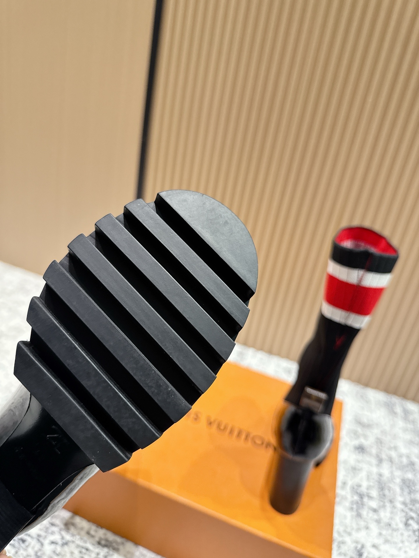 Women's Patent Leather Sock Boots - Chunky Heel Striped Ankle Boots