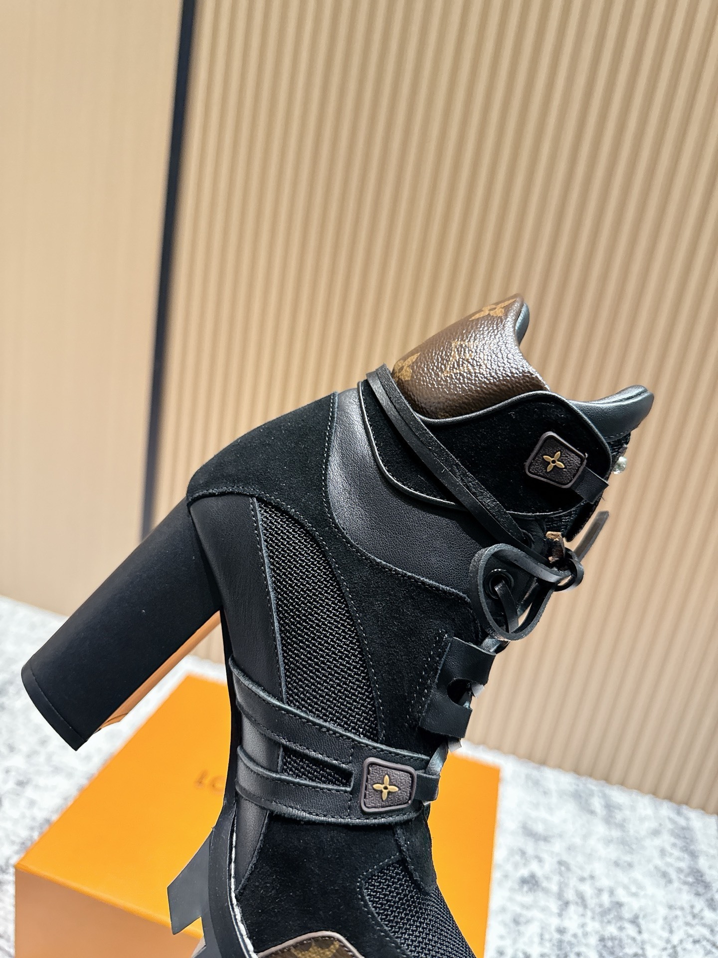 Louis Vuitton Women's Black Monogram Canvas Combat Boots