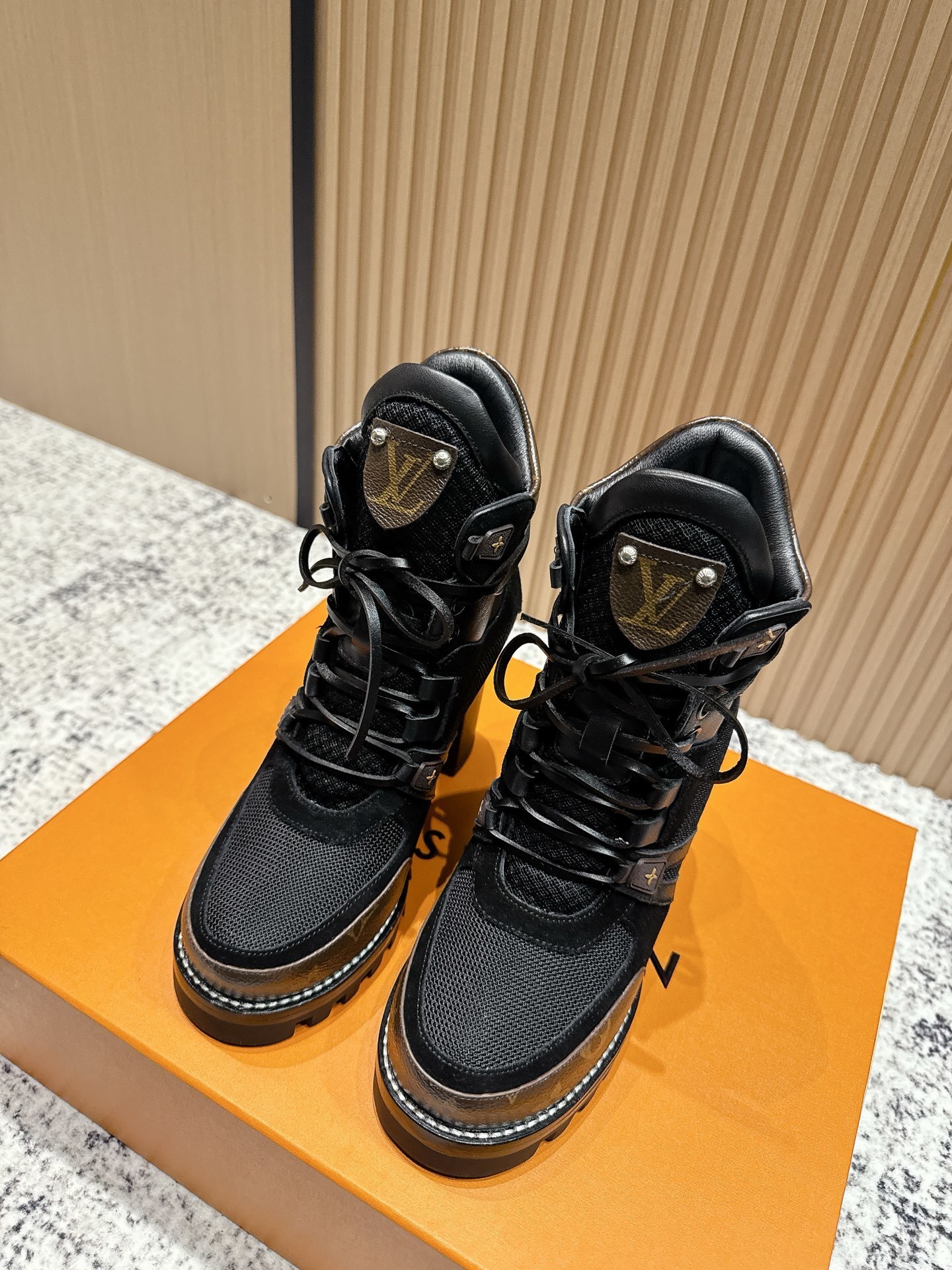 Louis Vuitton Women’s Black Monogram Canvas Combat Boots