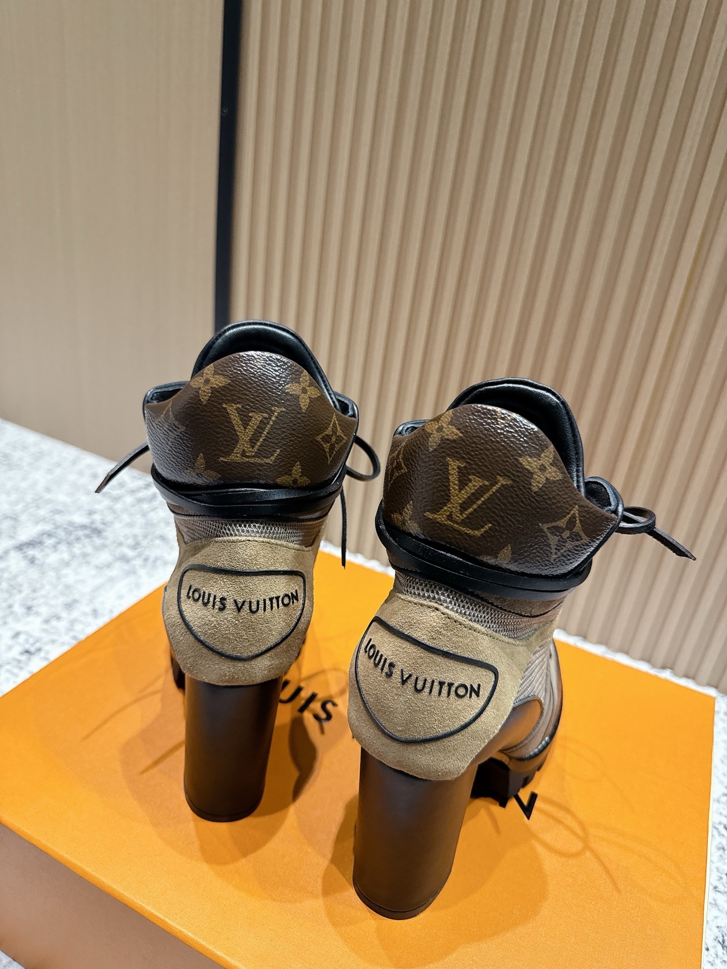 Louis Vuitton Monogram Mesh Lace-Up Ankle Boots