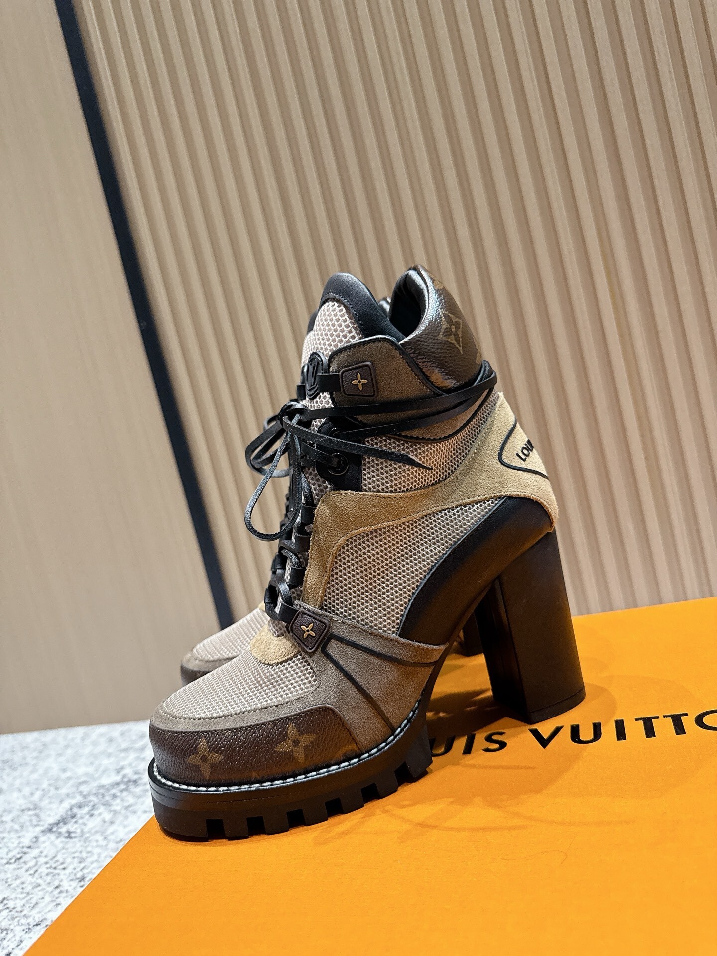 Louis Vuitton Monogram Mesh Lace-Up Ankle Boots