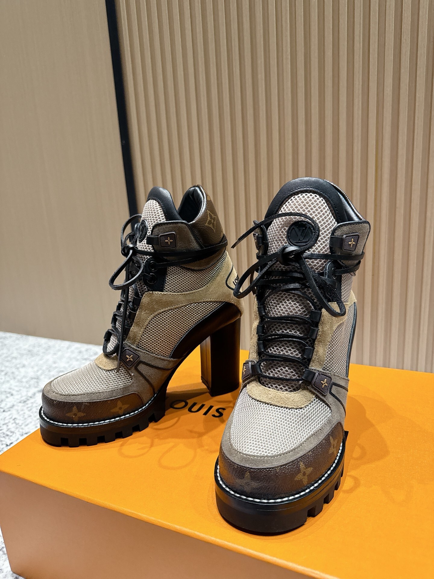 Louis Vuitton Monogram Mesh Lace-Up Ankle Boots