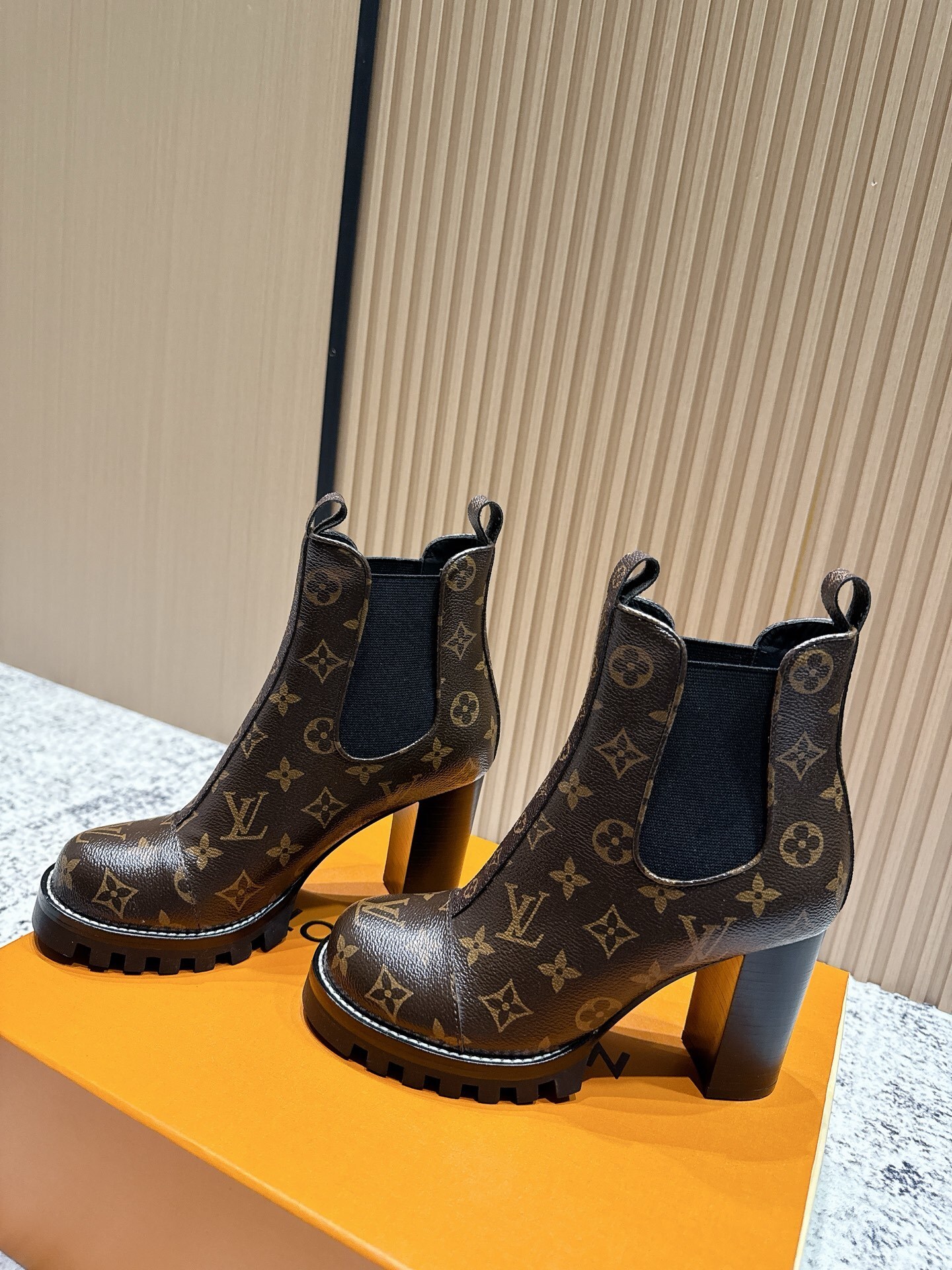Louis Vuitton Monogram Canvas High Heel Chelsea Ankle Boots