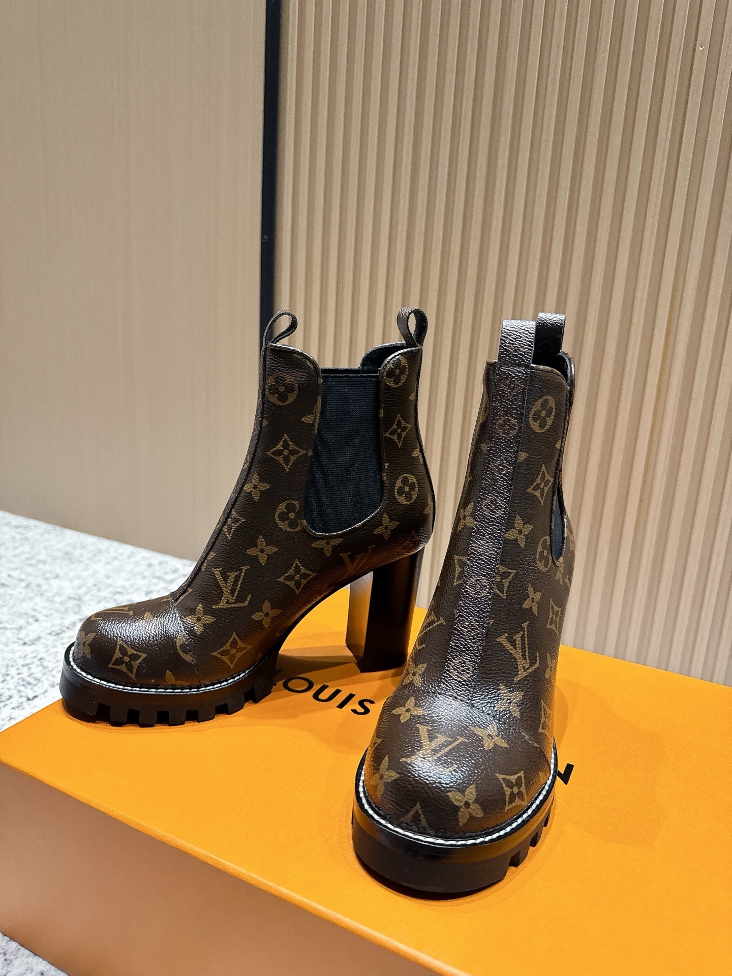Louis Vuitton Monogram Canvas High Heel Chelsea Ankle Boots