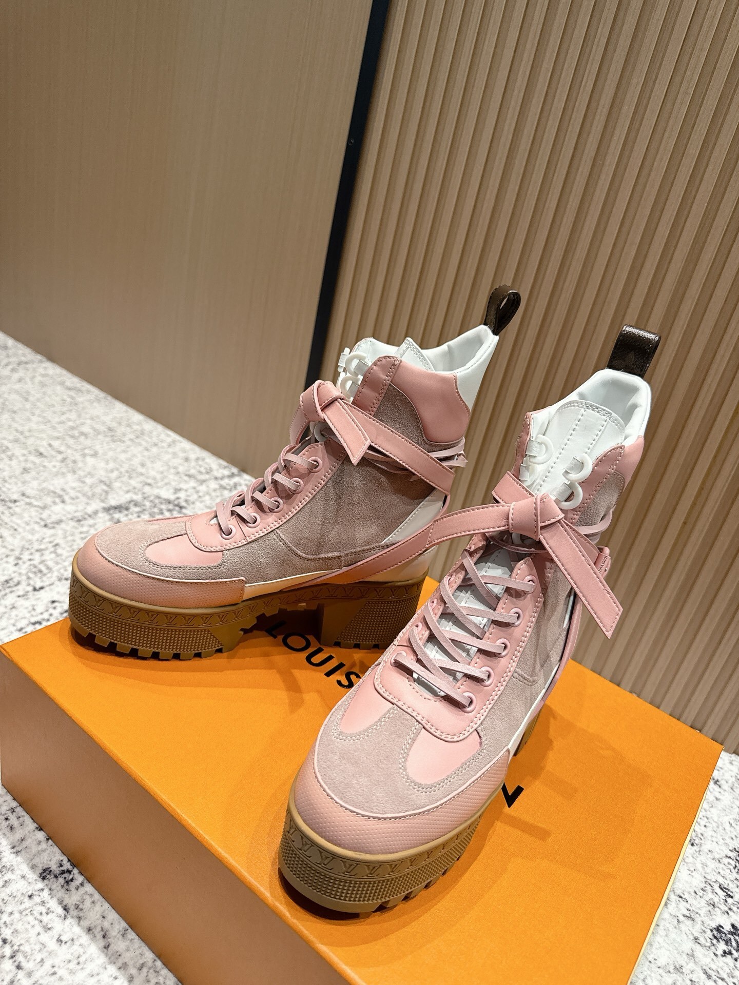 Louis Vuitton Metropolis Ranger Boots - Pink Leather & Suede