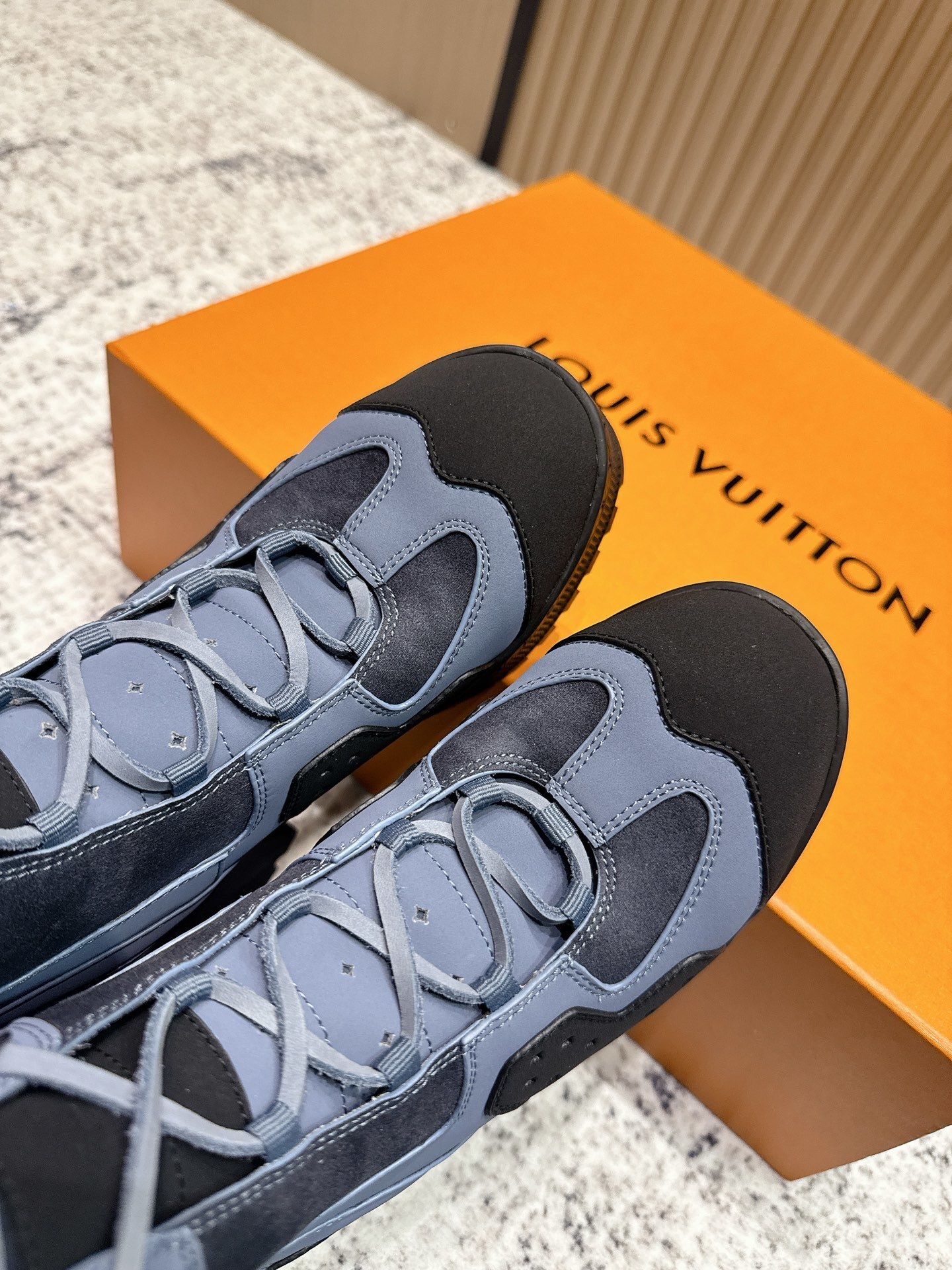 Louis Vuitton Laureate High Platform Desert Boots Blue & Black