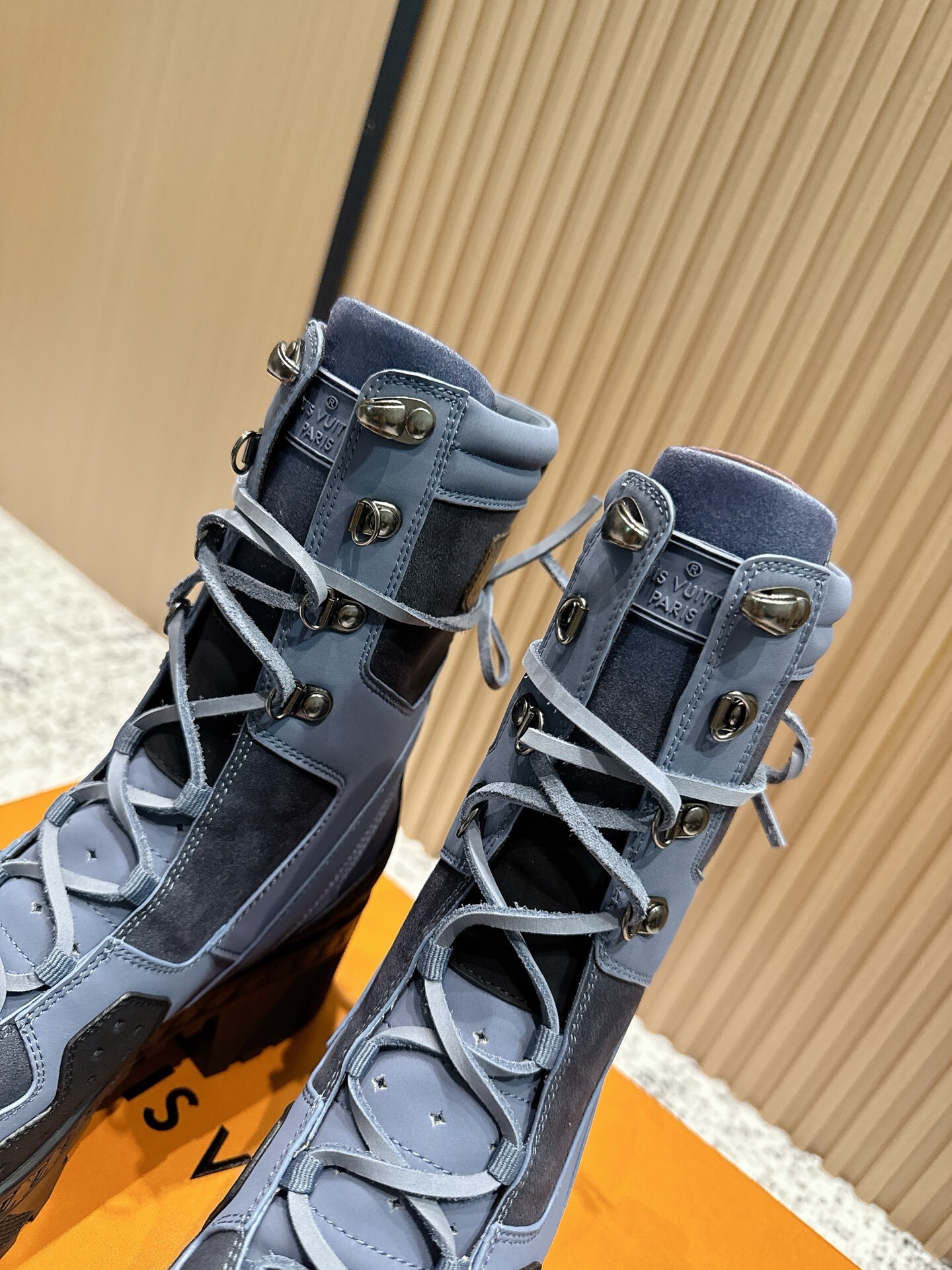 Louis Vuitton Laureate High Platform Desert Boots Blue & Black