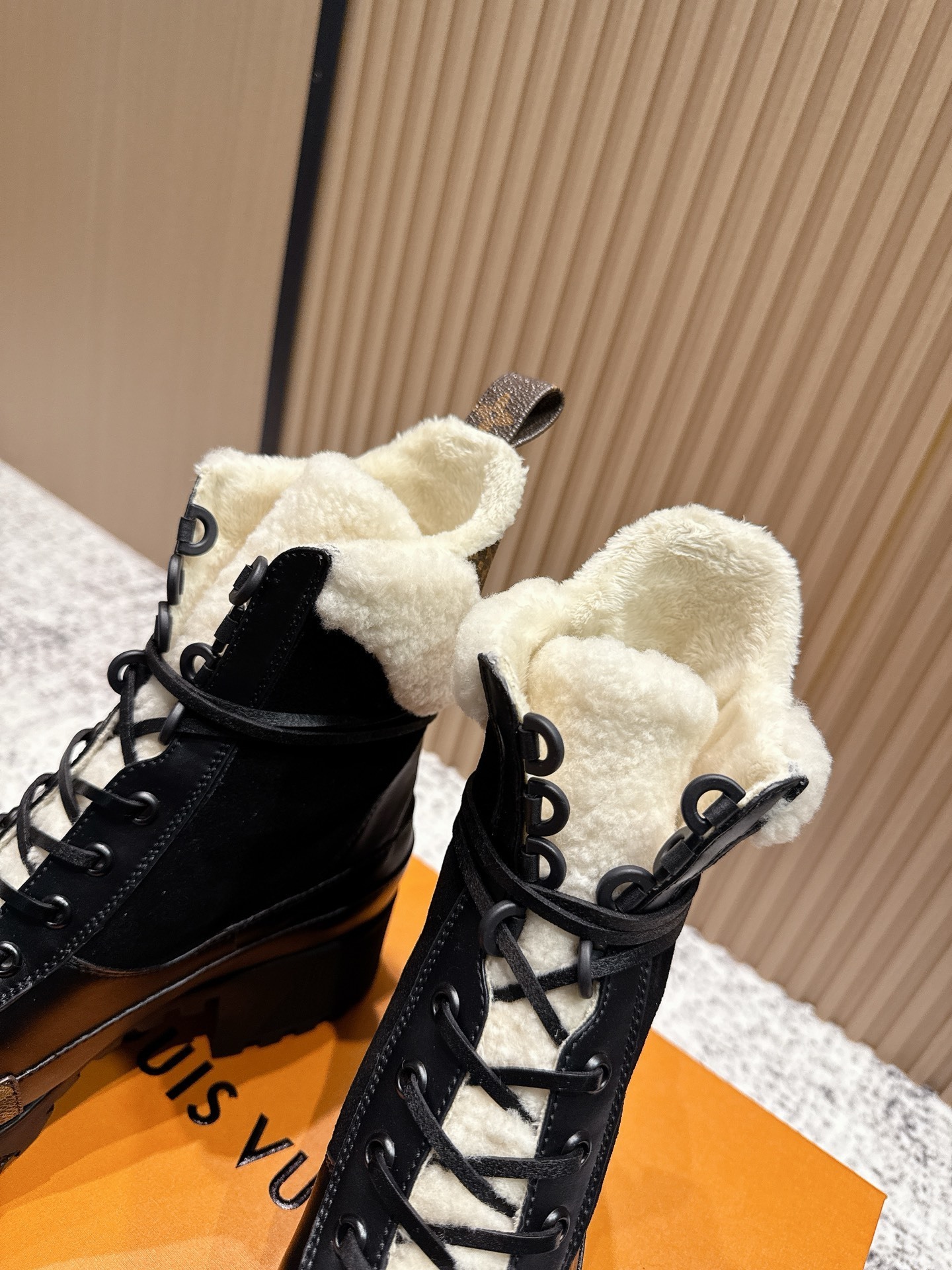 Louis Vuitton Laureate Platform Desert Boots with Shearling Lining