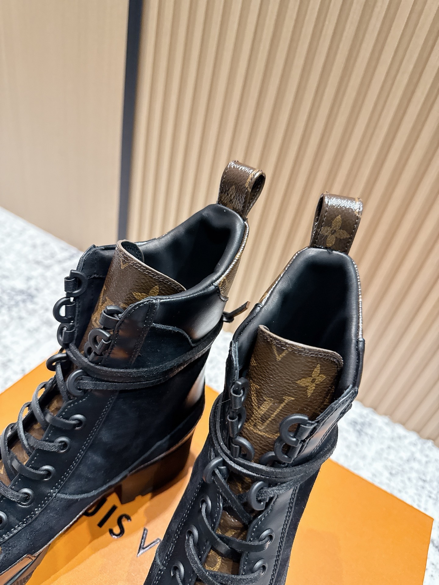 Louis Vuitton Star Trail Ankle Boots - Monogram Canvas & Black Leather