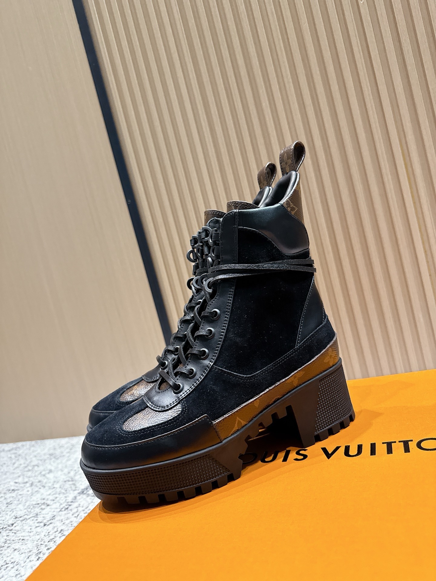 Louis Vuitton Star Trail Ankle Boots - Monogram Canvas & Black Leather