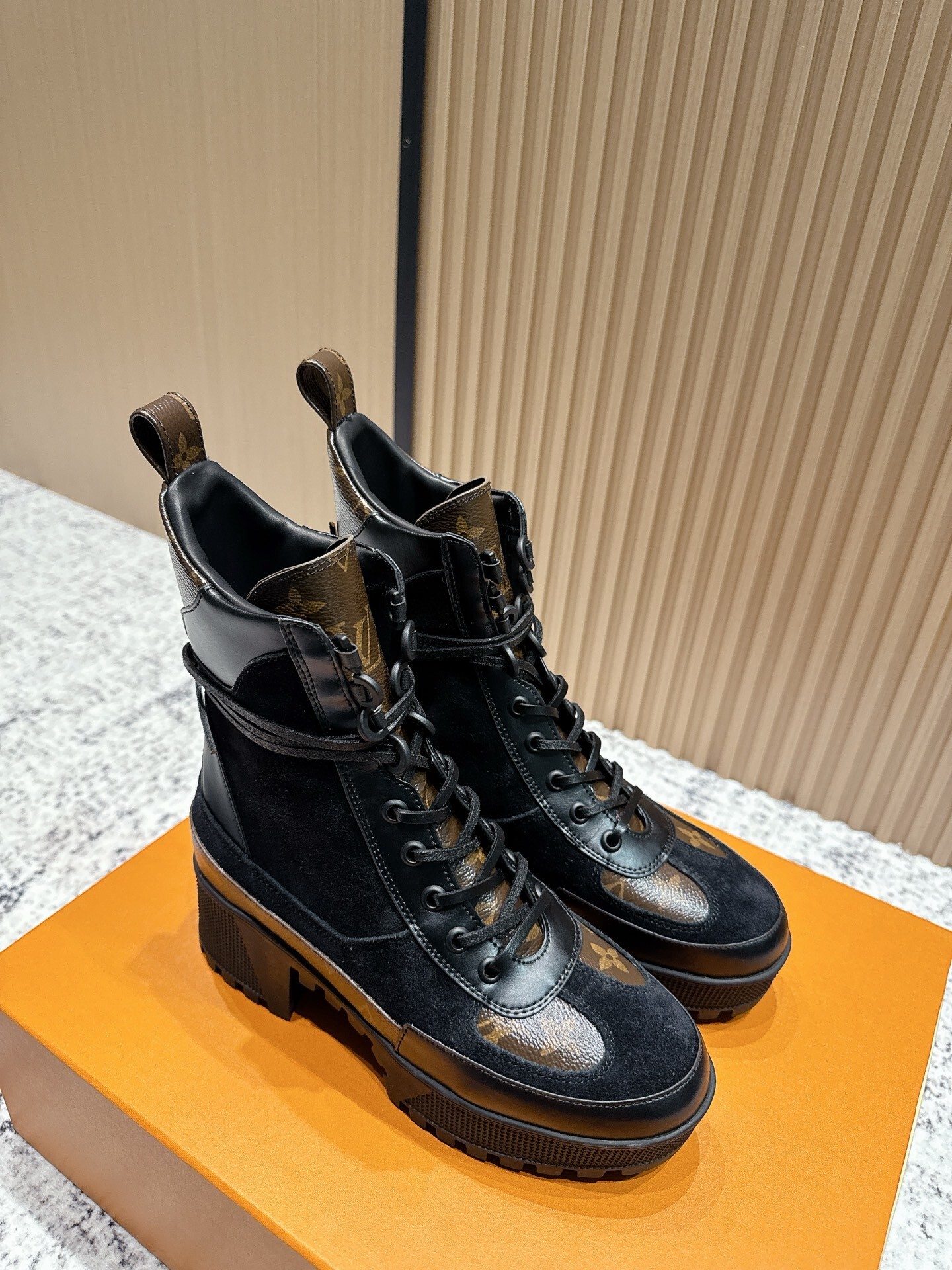 Louis Vuitton Star Trail Ankle Boots - Monogram Canvas & Black Leather