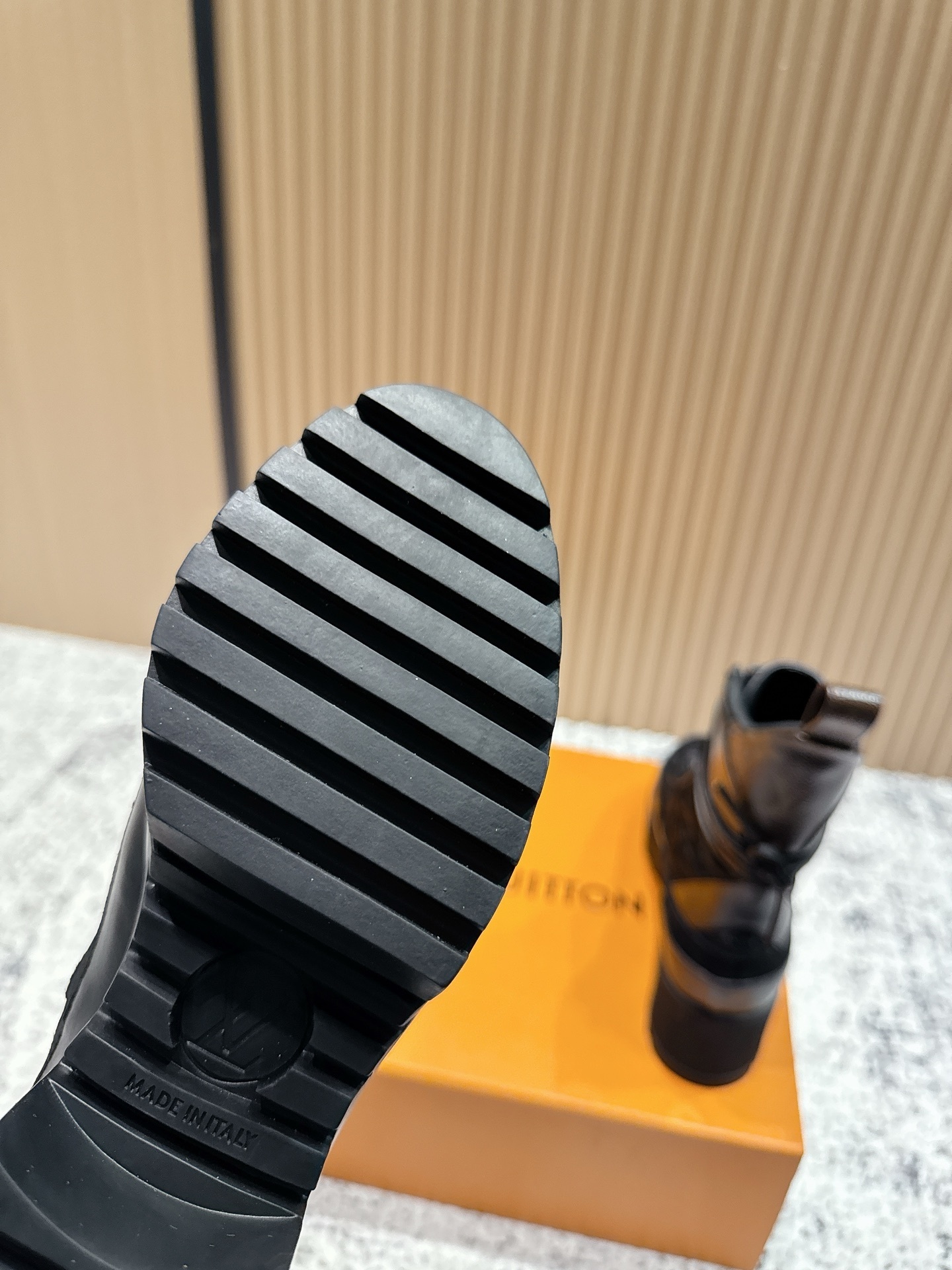 Luxury Black Suede Platform Desert Boots with Monogram Trim