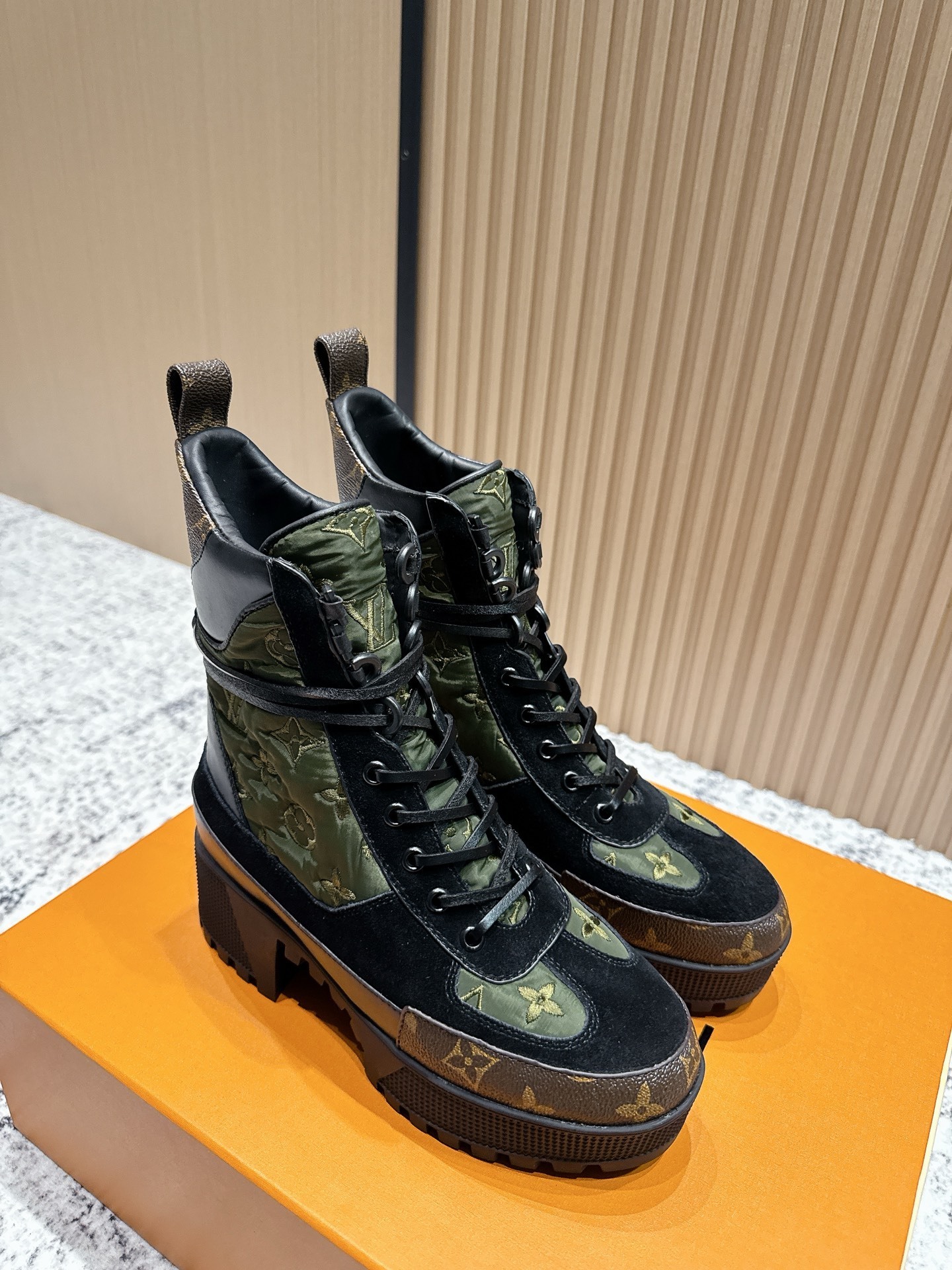 LV Star Trail Ankle Boots in Monogram Canvas and Quilted Nylon